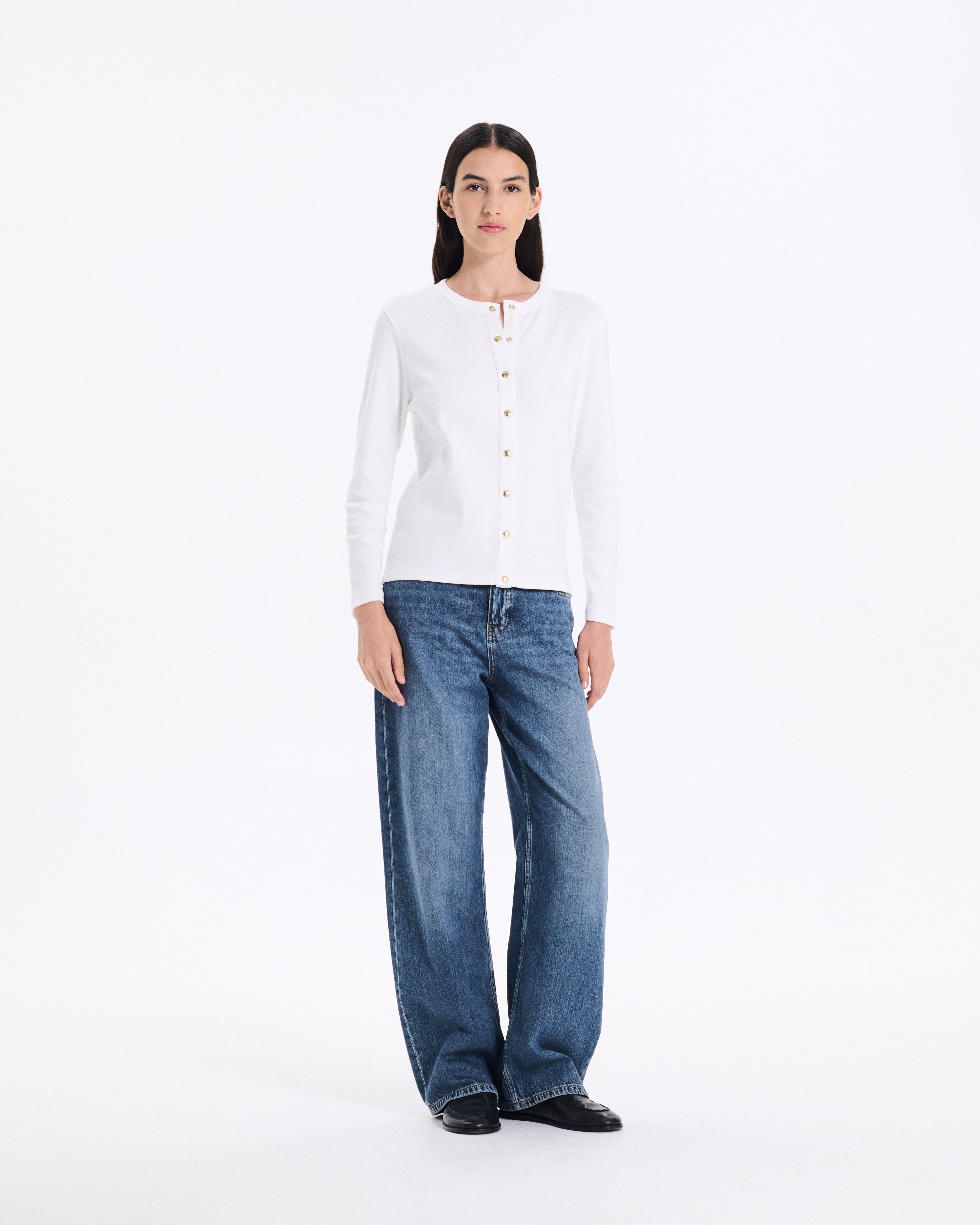 Fine Rib Cotton Cardigan