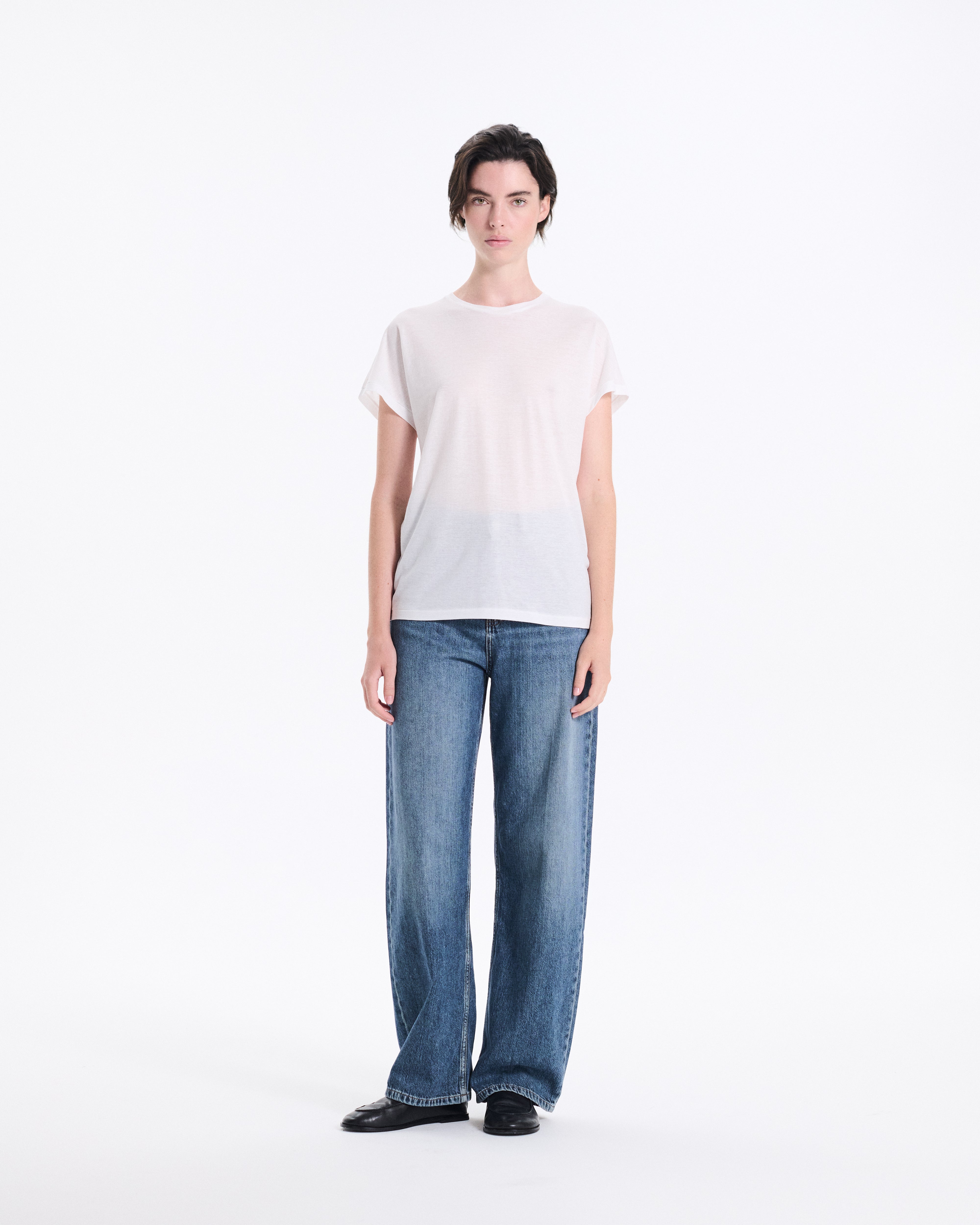 Sheer Dolman Cap Sleeve T-Shirt