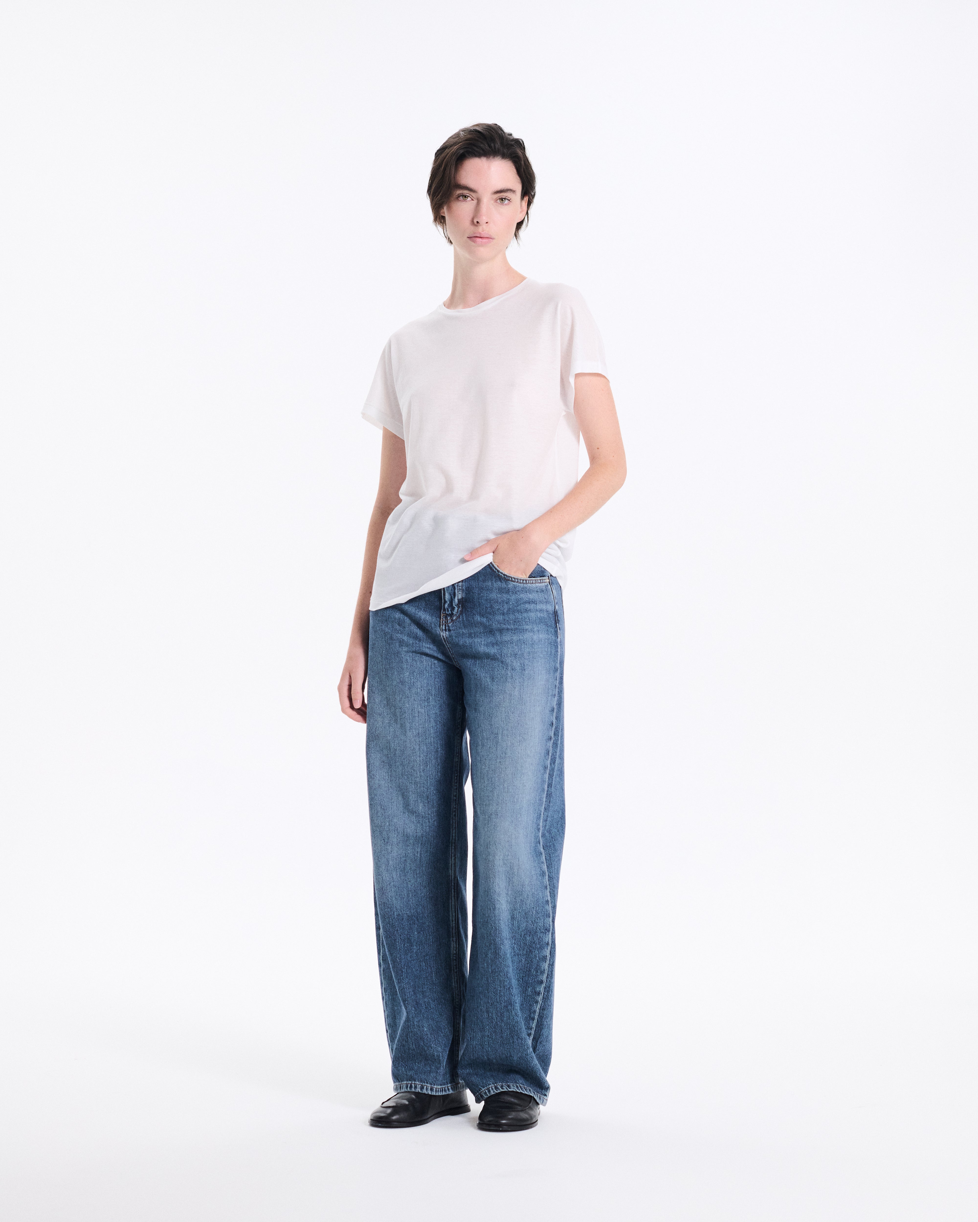 Sheer Dolman Cap Sleeve T-Shirt