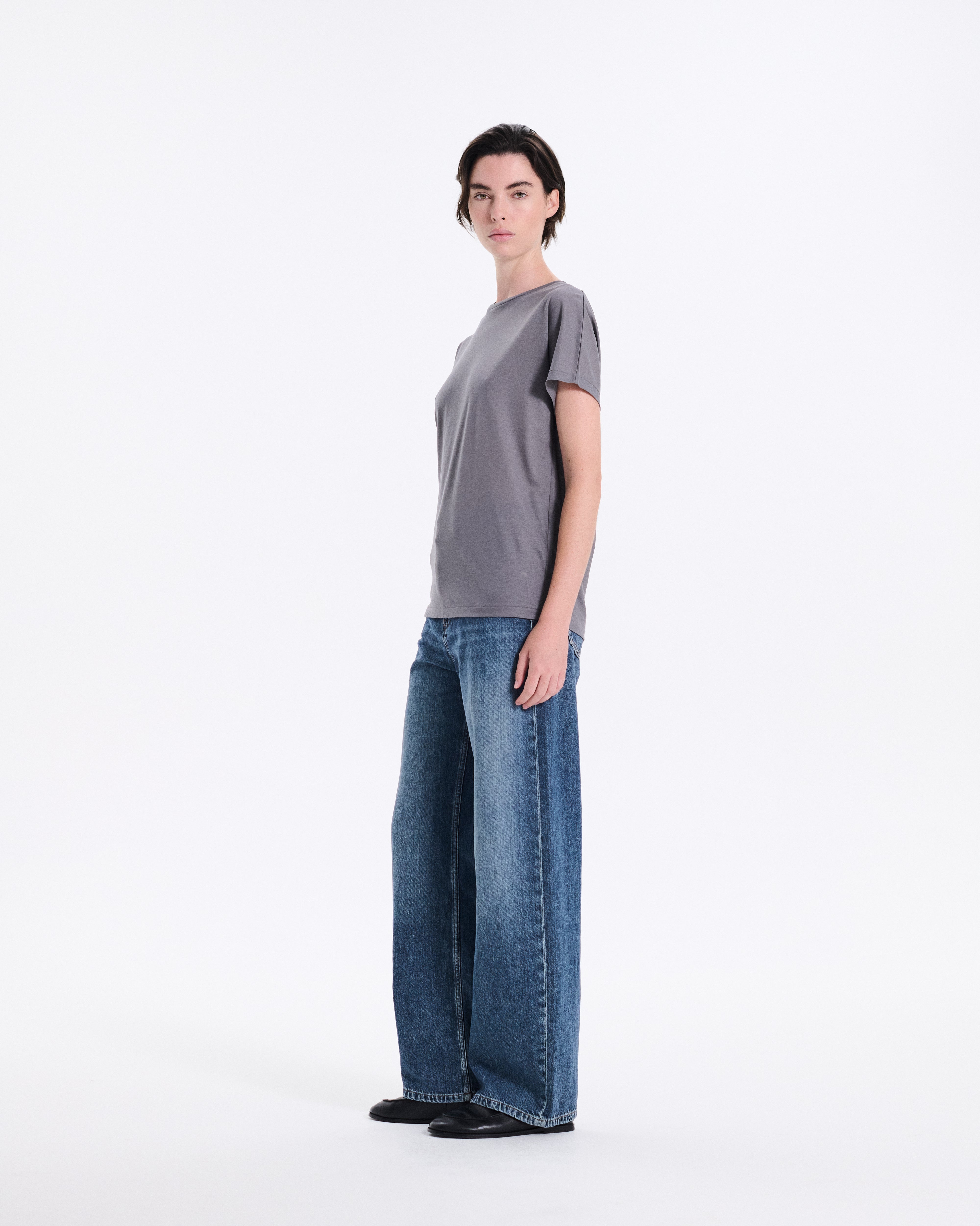 Sheer Dolman Cap Sleeve T-Shirt