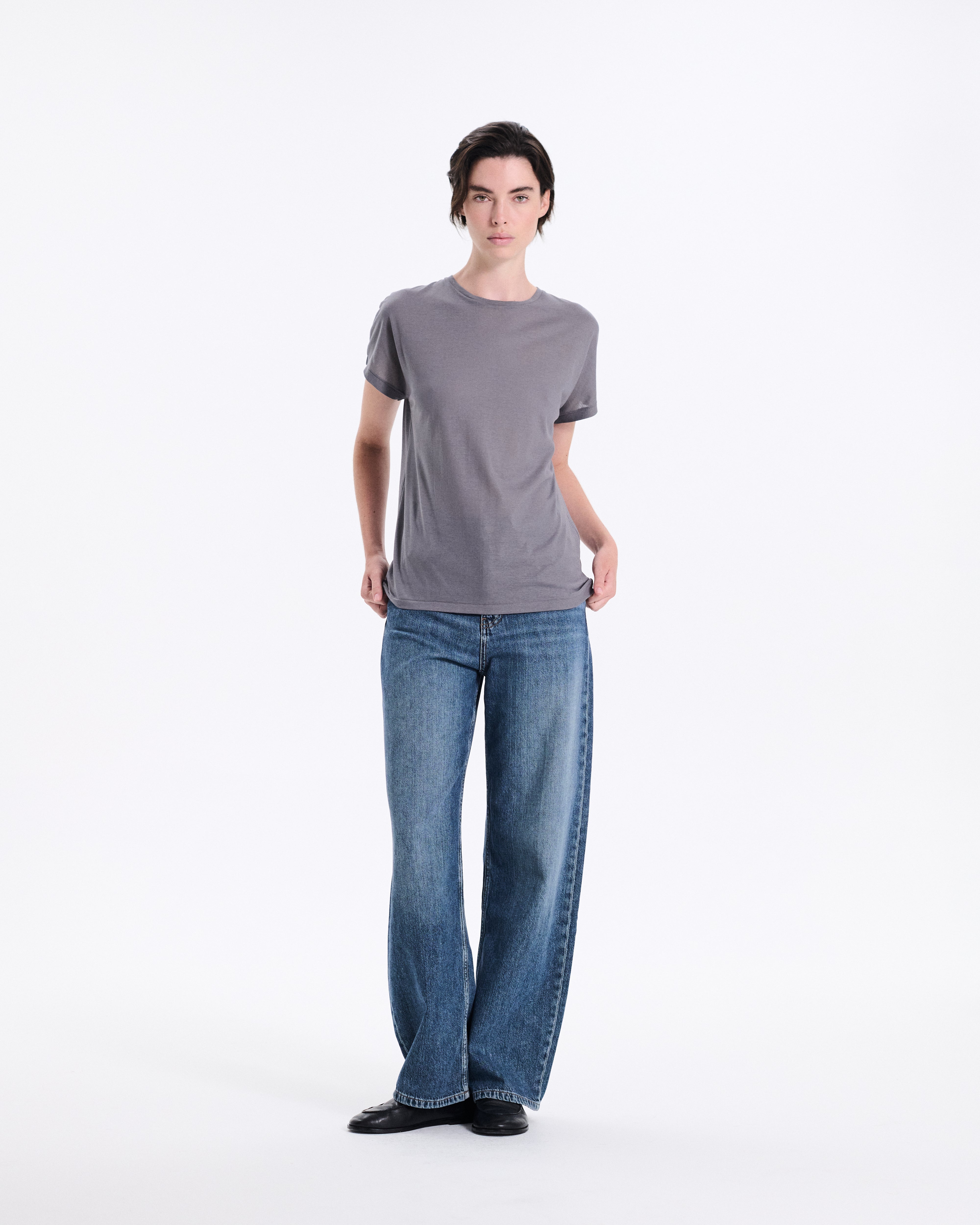 Sheer Dolman Cap Sleeve T-Shirt