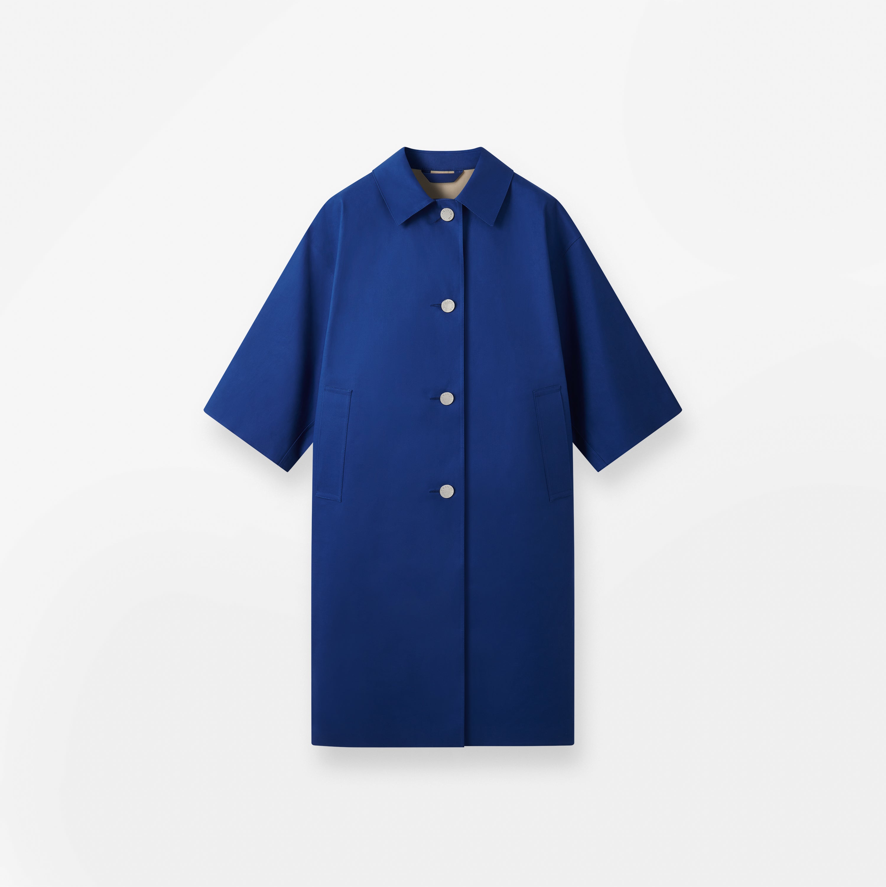 Collin Rubberised Cropped Sleeve Coat Blue Depth