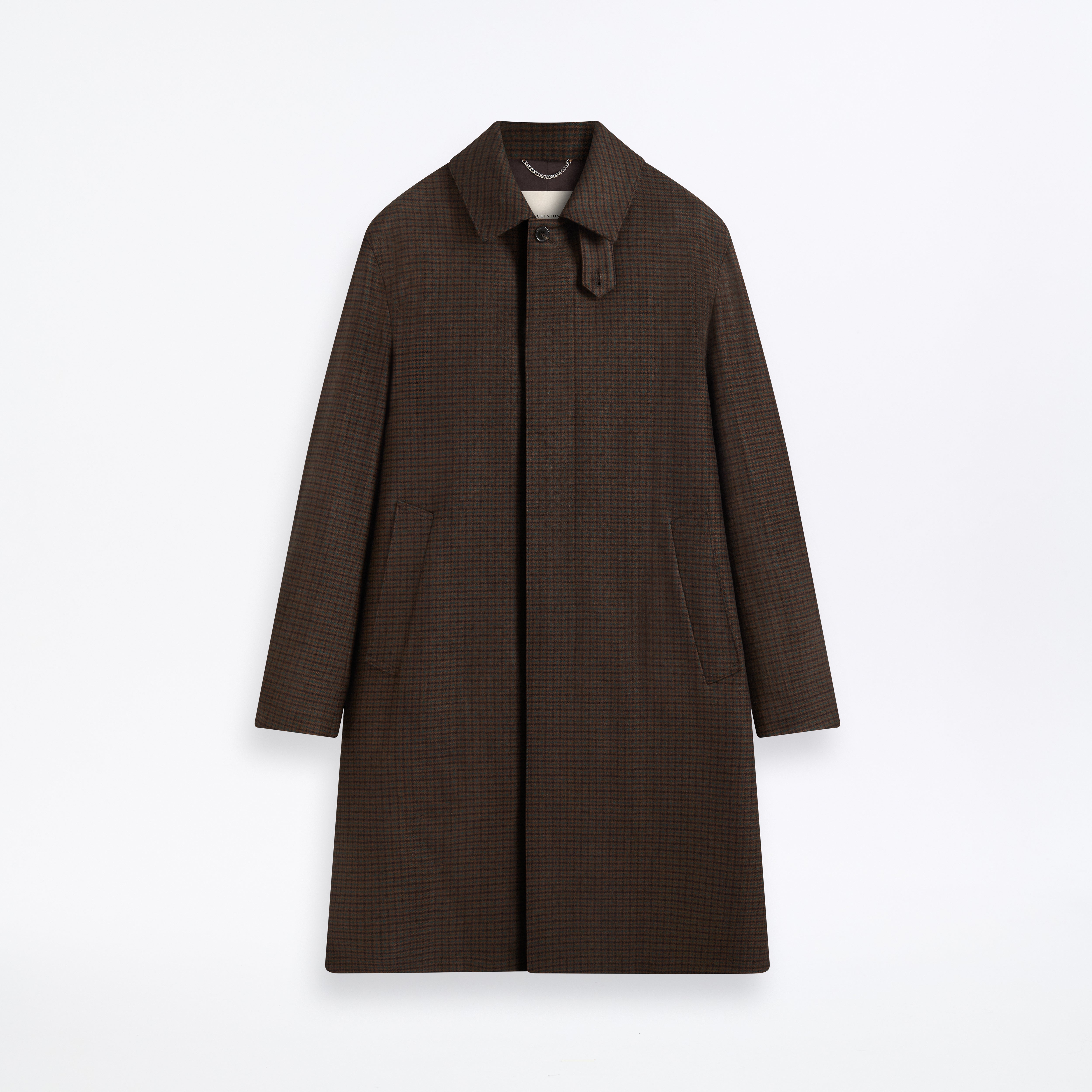 Dunkeld Houndstooth Wool Coat-cl Brown & Navy Houndstooth