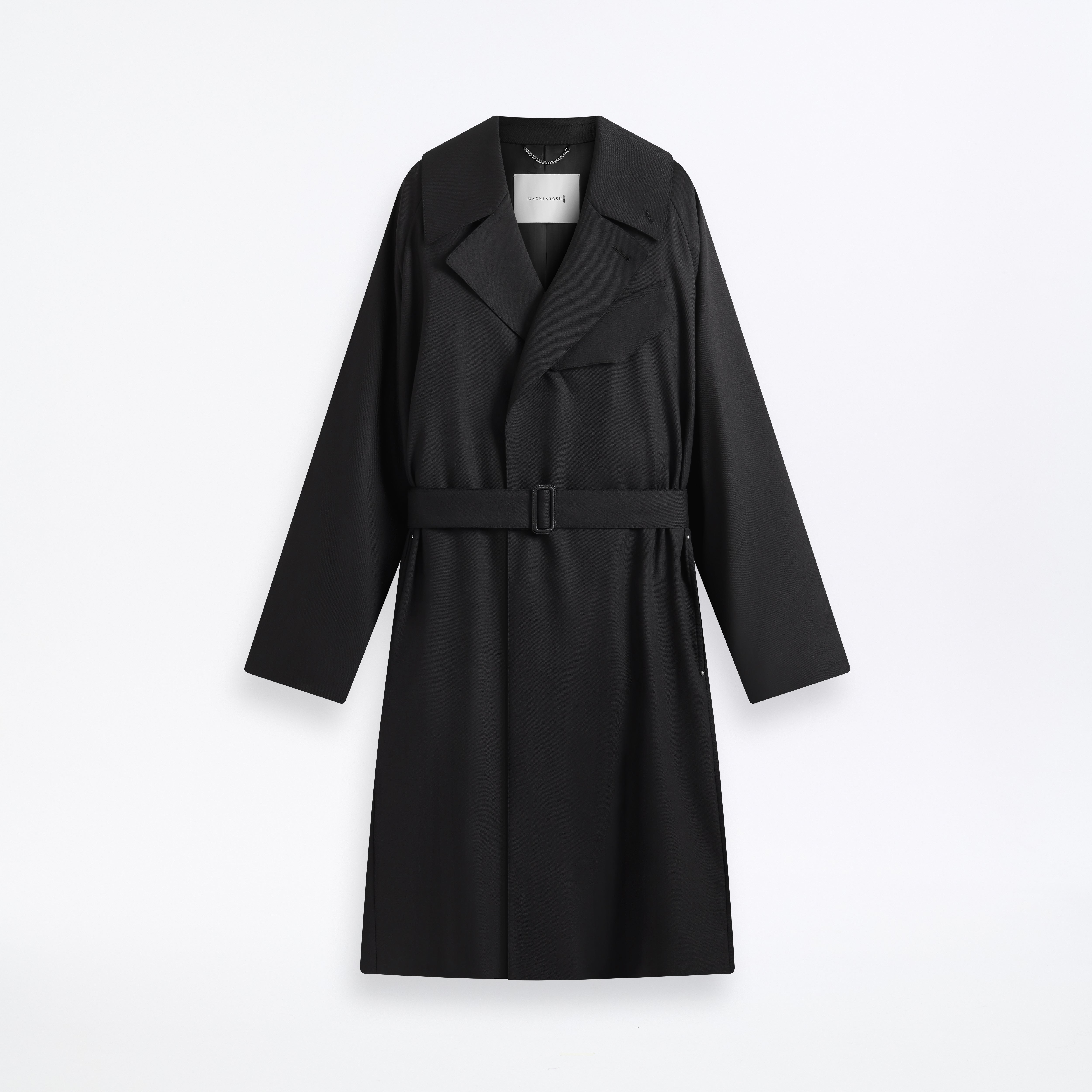 M Laggan Belted Wool Gabardine Trench Coat Black