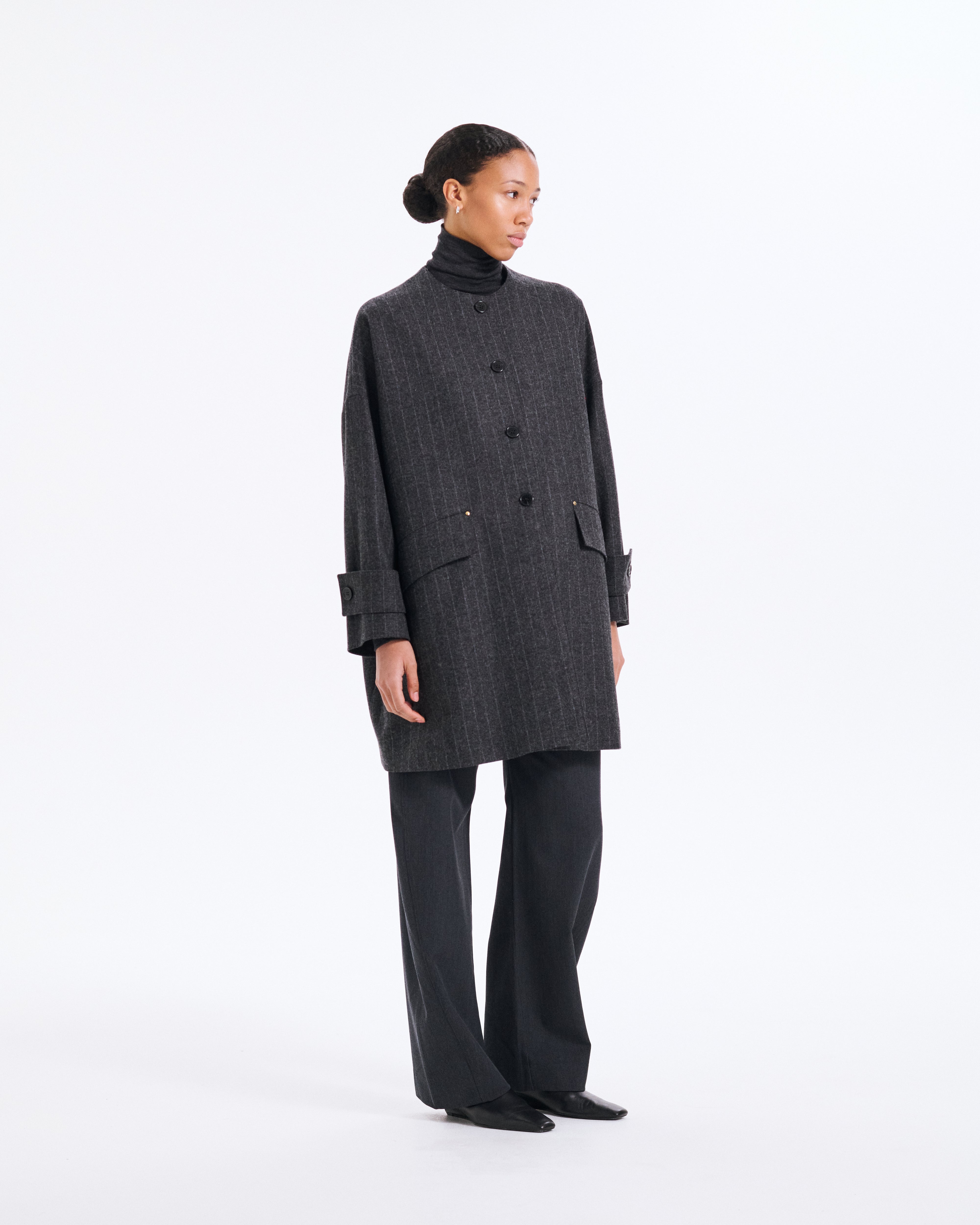 Humbie No Collar Wool Coat