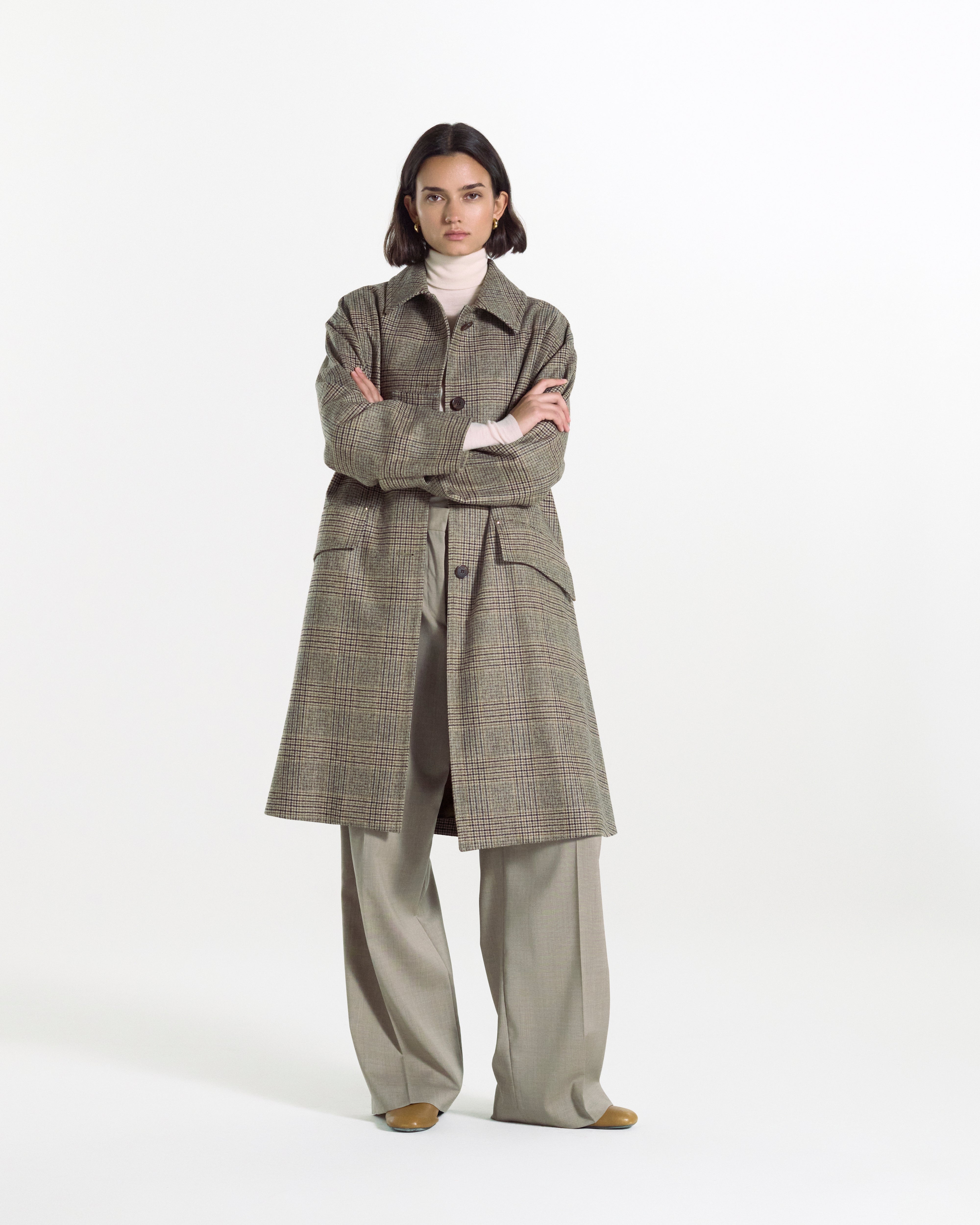 Humbie Slim Long Wool Glencheck Coat