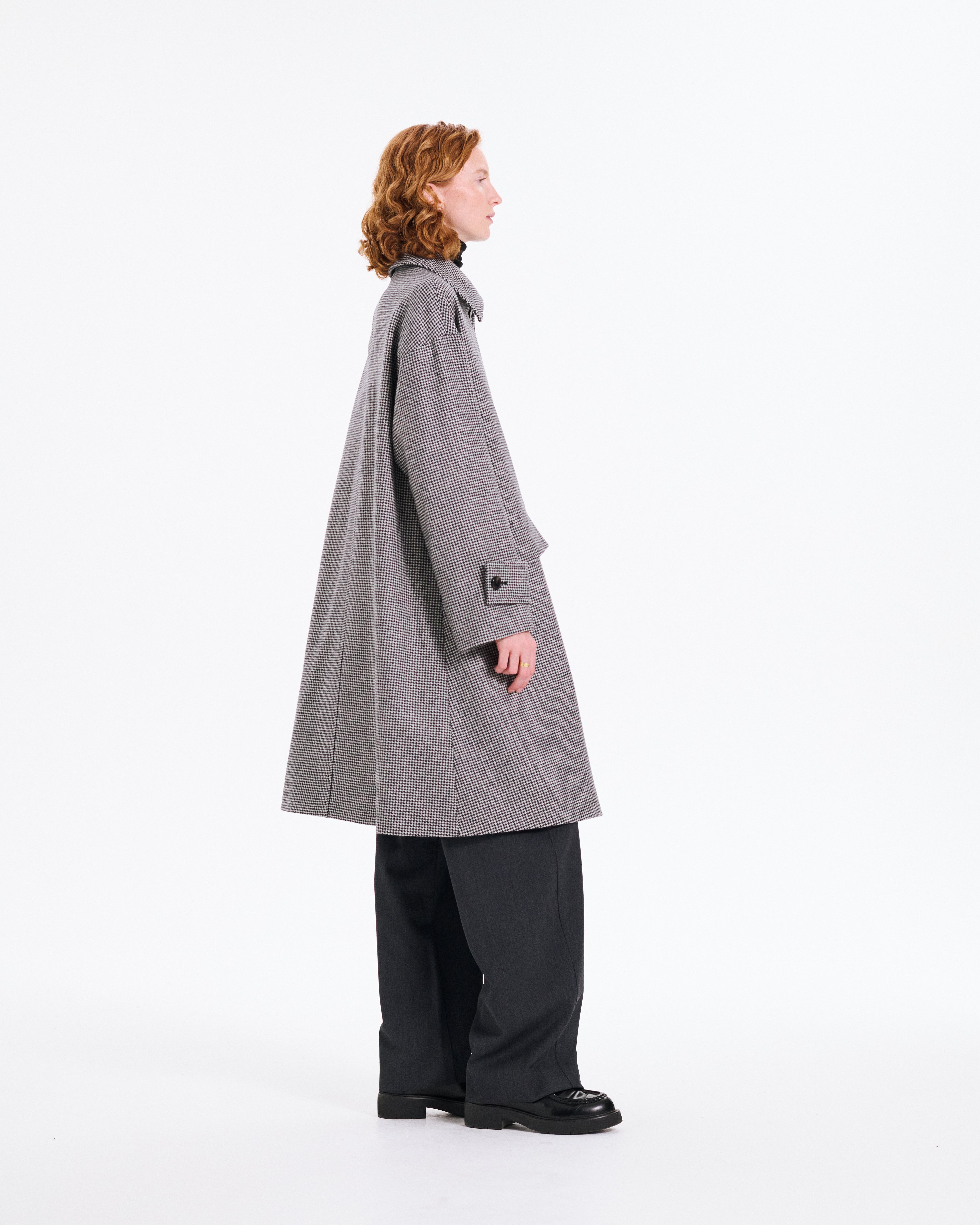 Humbie Slim Long Wool Houndstooth Coat