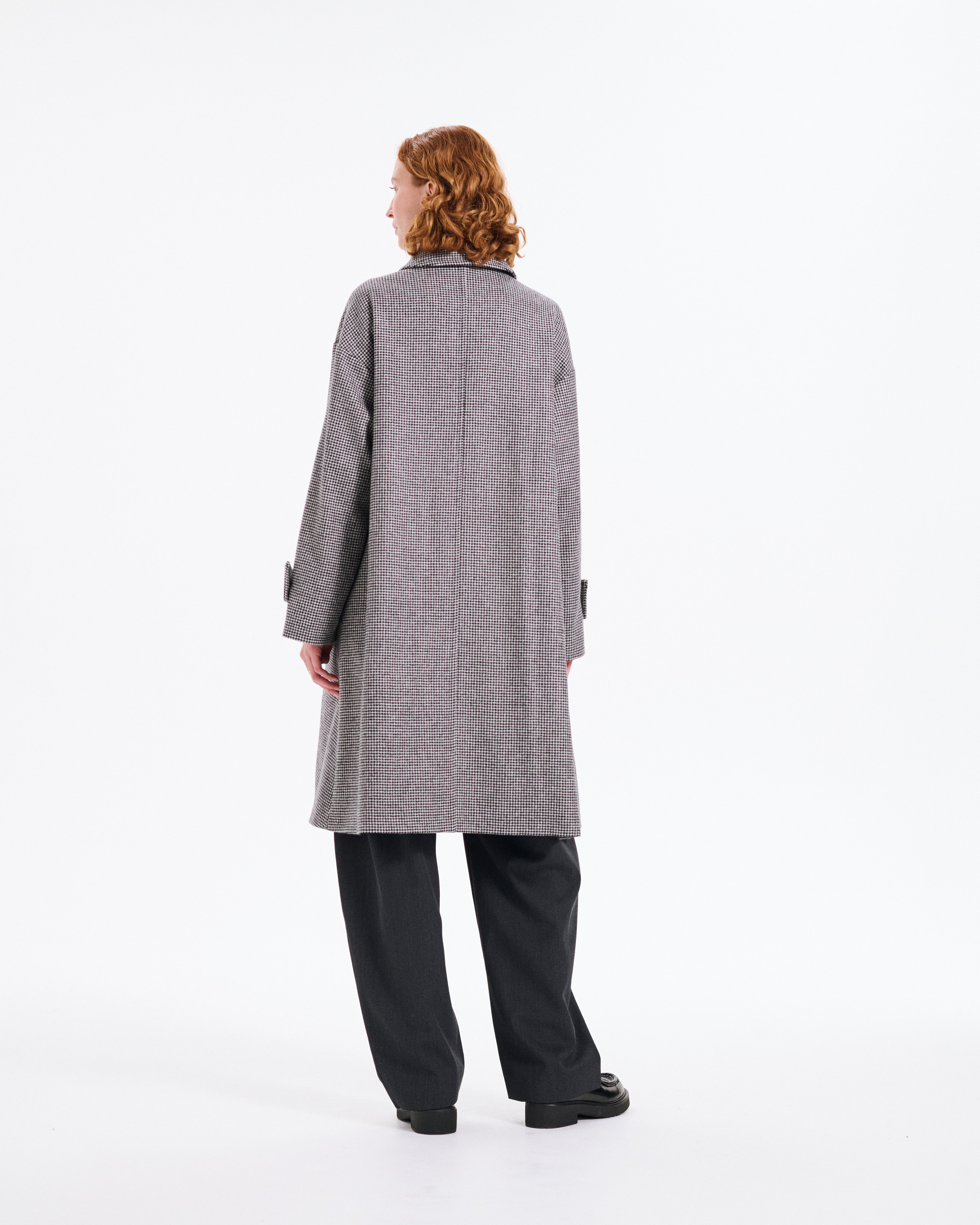 Humbie Slim Long Wool Houndstooth Coat