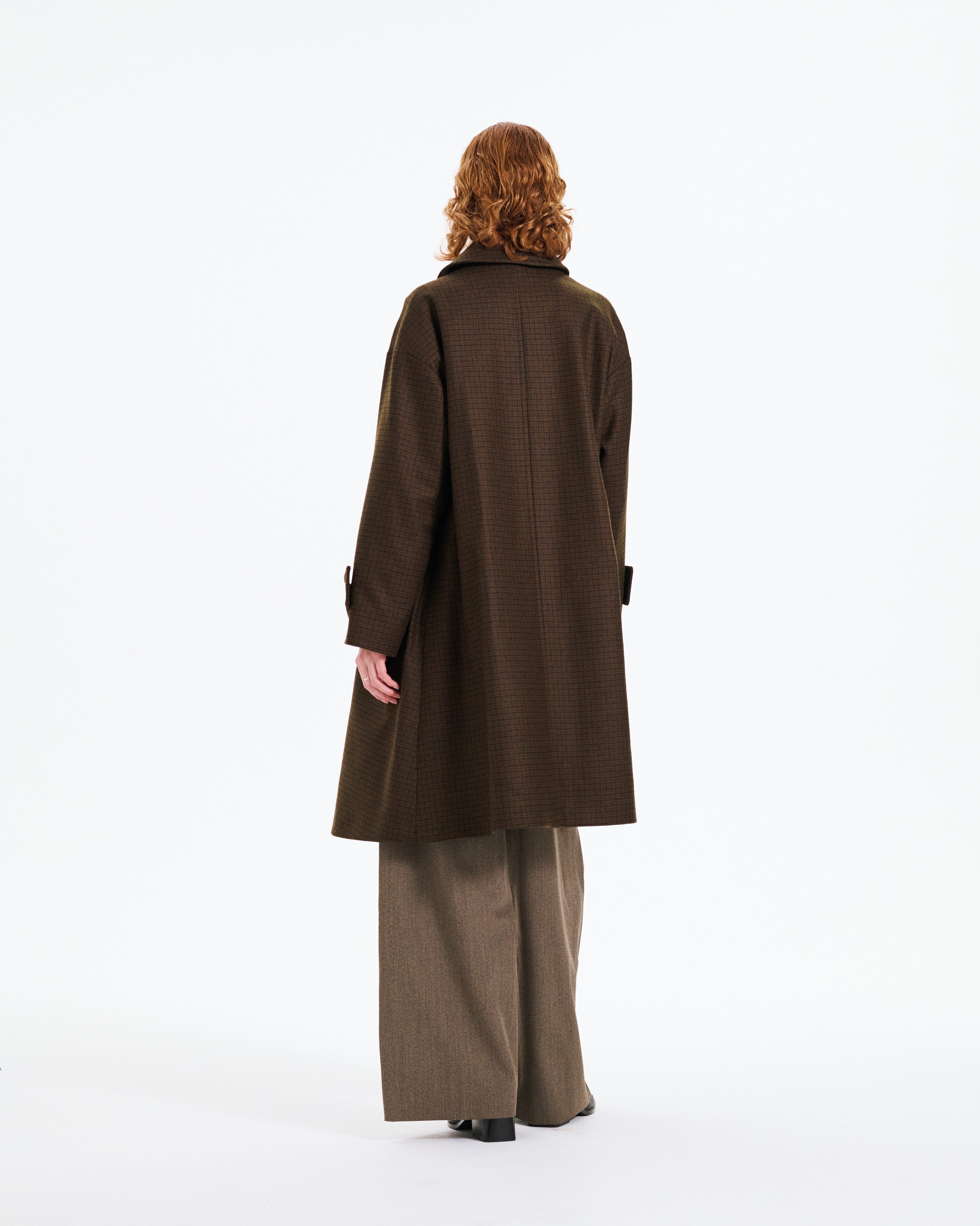 Humbie Slim Long Wool Houndstooth Coat