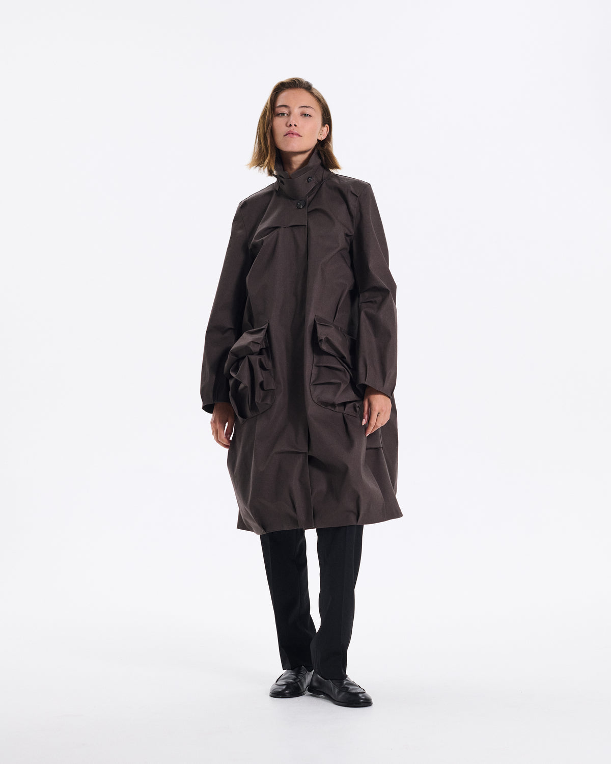 Pleated Pockets Coat