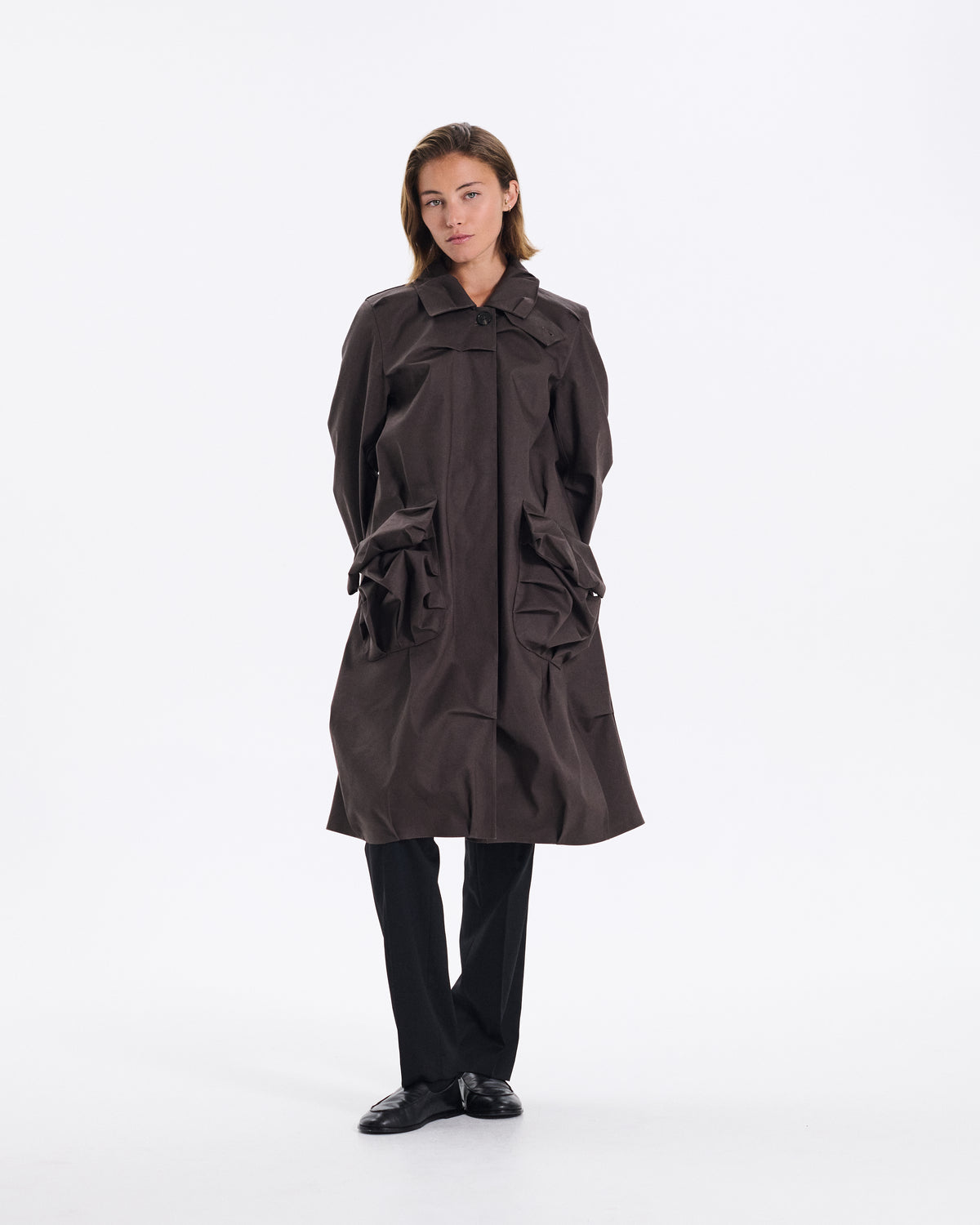Pleated Pockets Coat