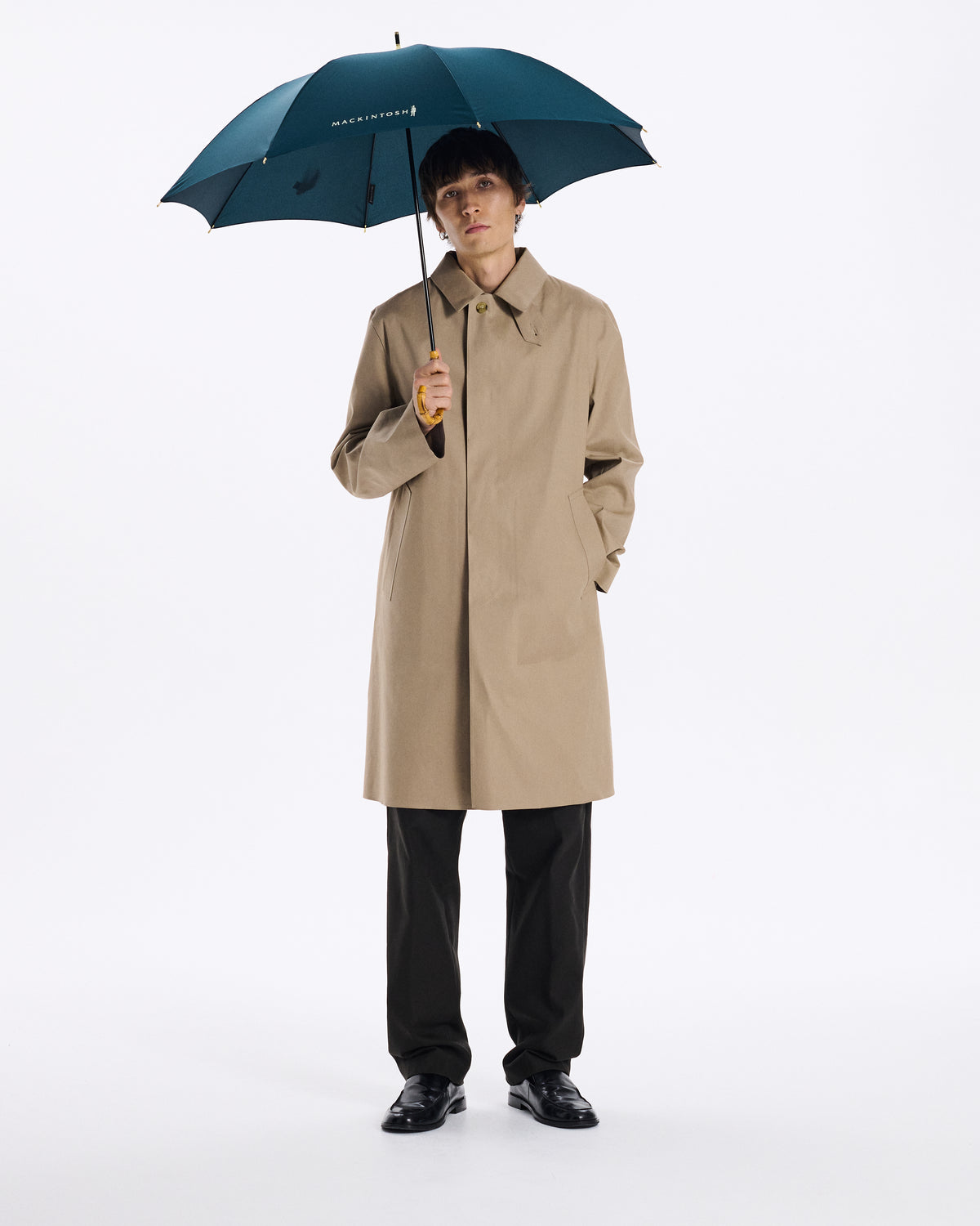 Heriot Whangee Handle Stick Umbrella Solid Dark Green