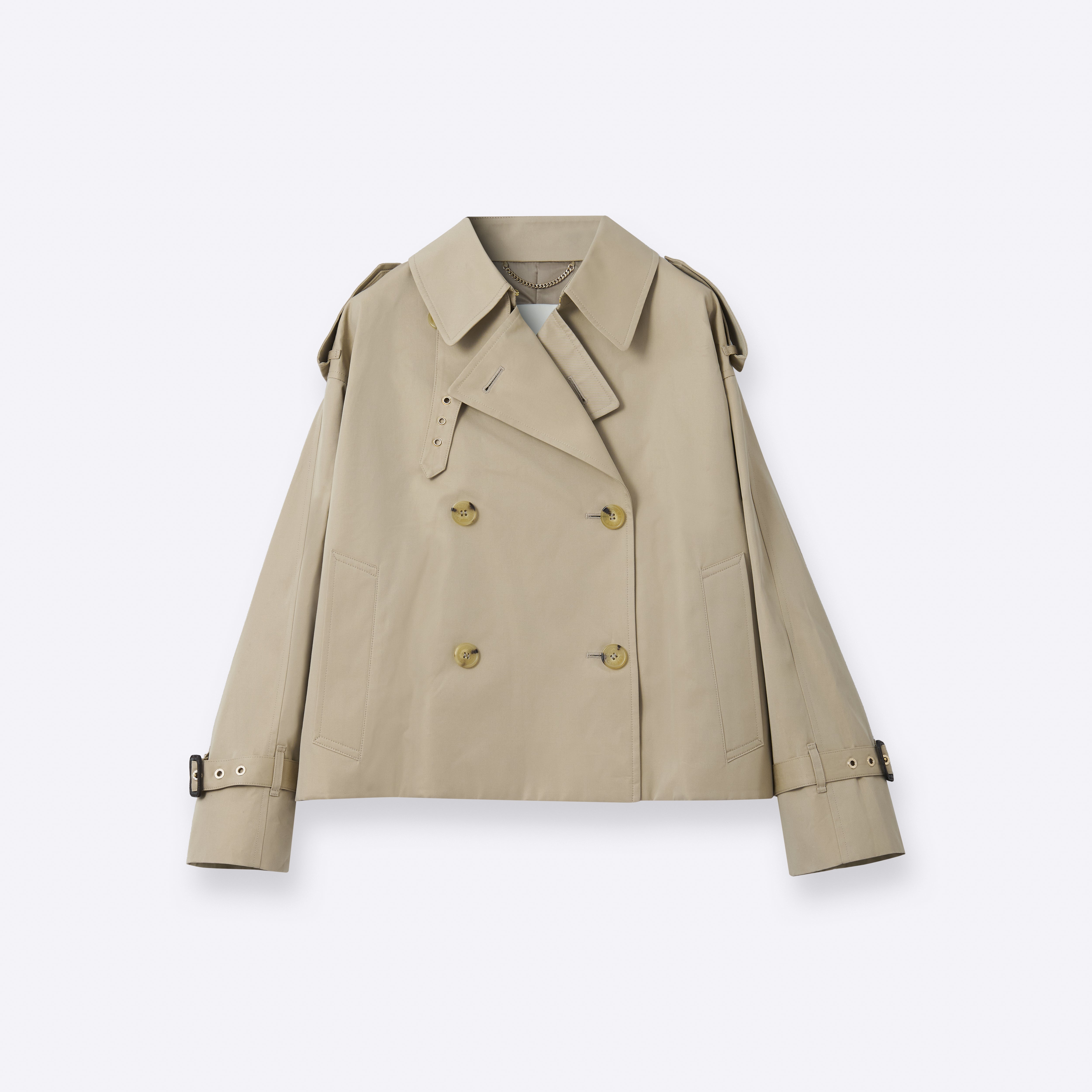 Eyemouth Gabardine Double Breasted Short Trench Coat