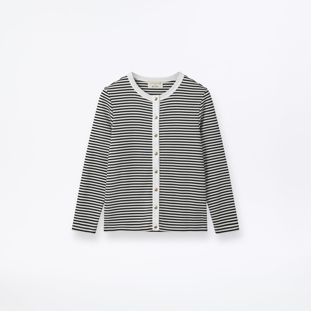 Fine Rib Cotton Cardigan - CL Black & White Stripe