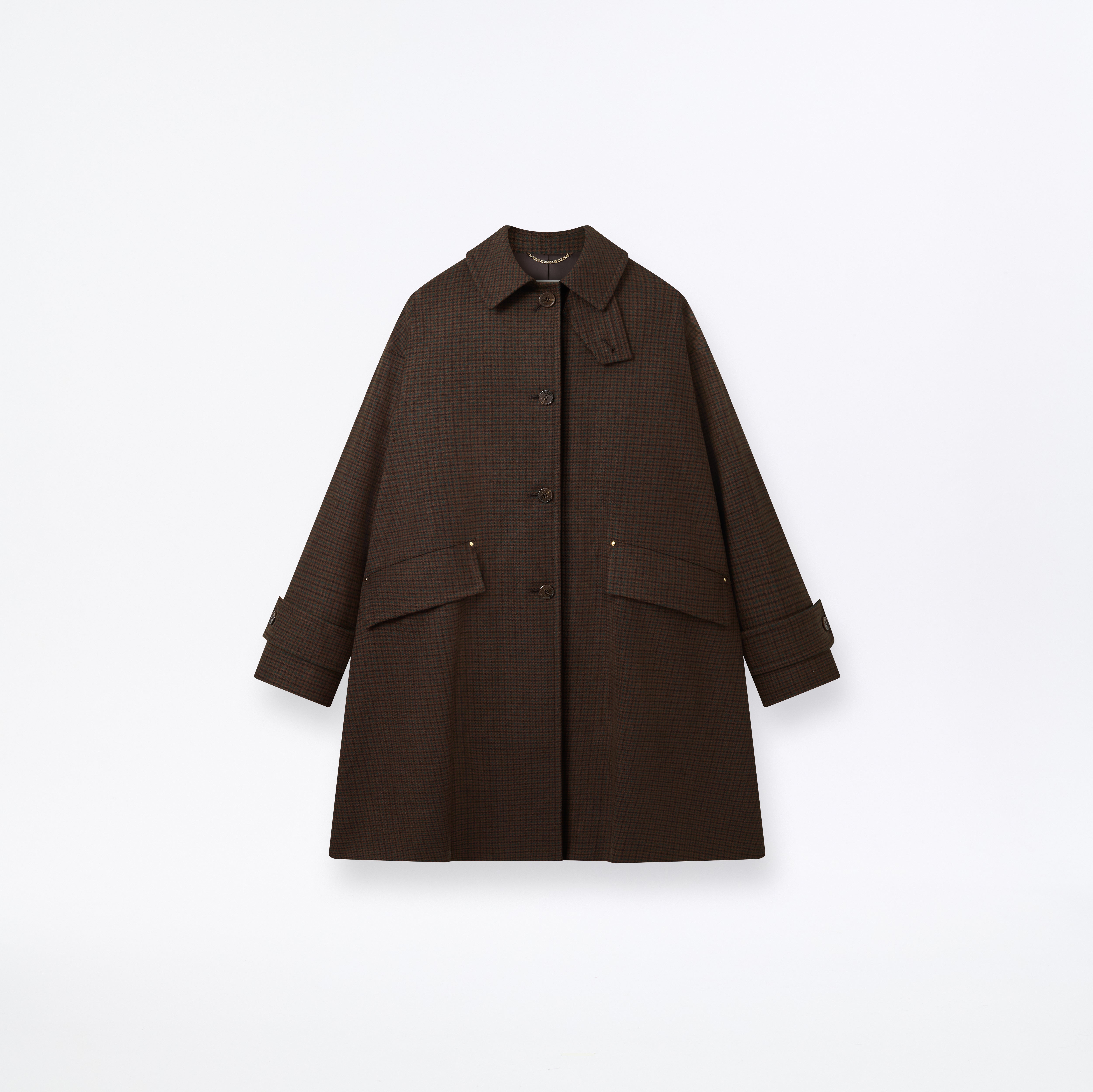 Humbie Slim Long Wool Houndstooth Coat