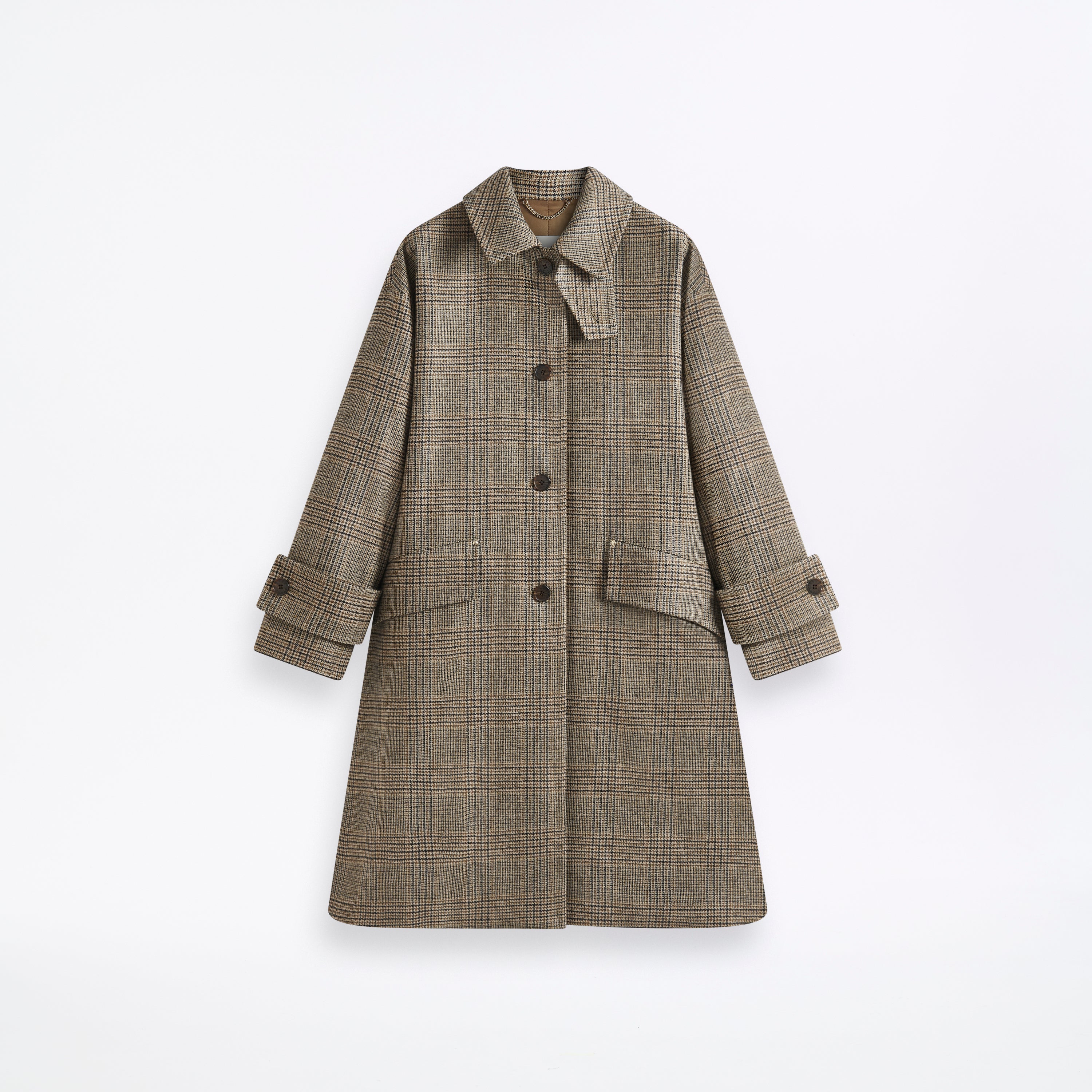 Humbie Slim Long Wool Glencheck Coat