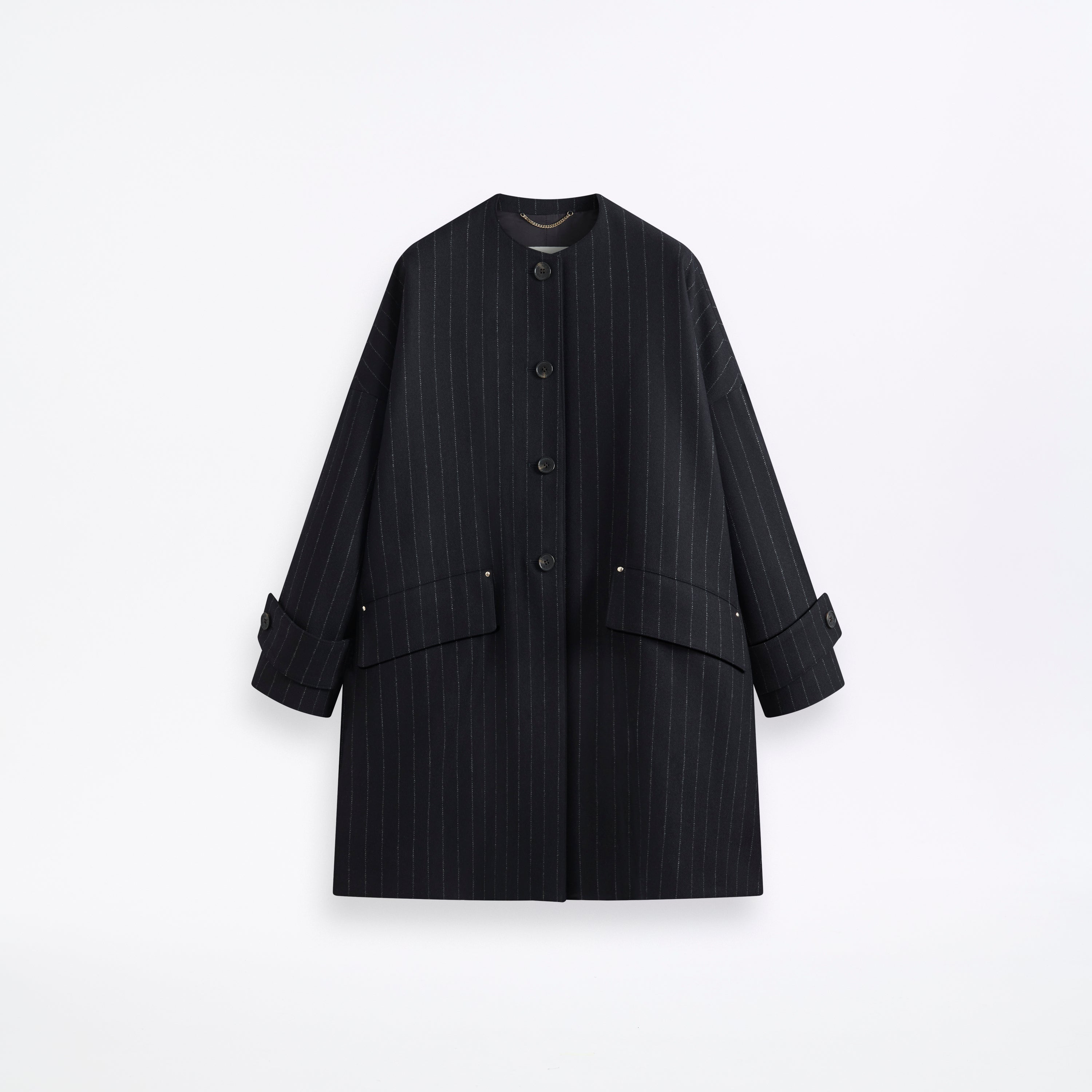MACKINTOSH / HAMBIE NO COLLAR COAT/撥水/コート/6/ポリエステル/BLK Womens Humbie No Collar Wool Coat – Mackintosh