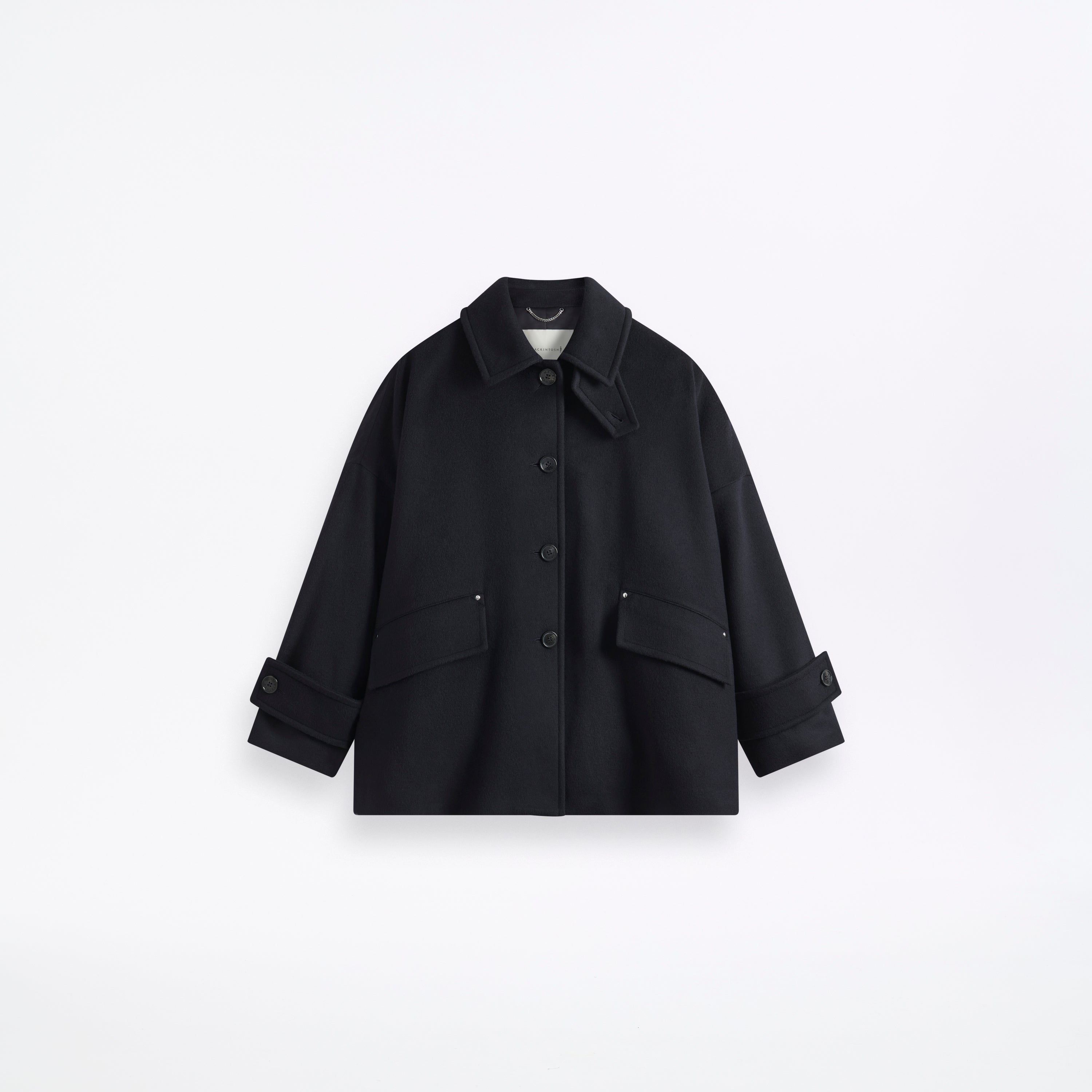 Humbie Wool Cashmere Blend Short Coat Navy