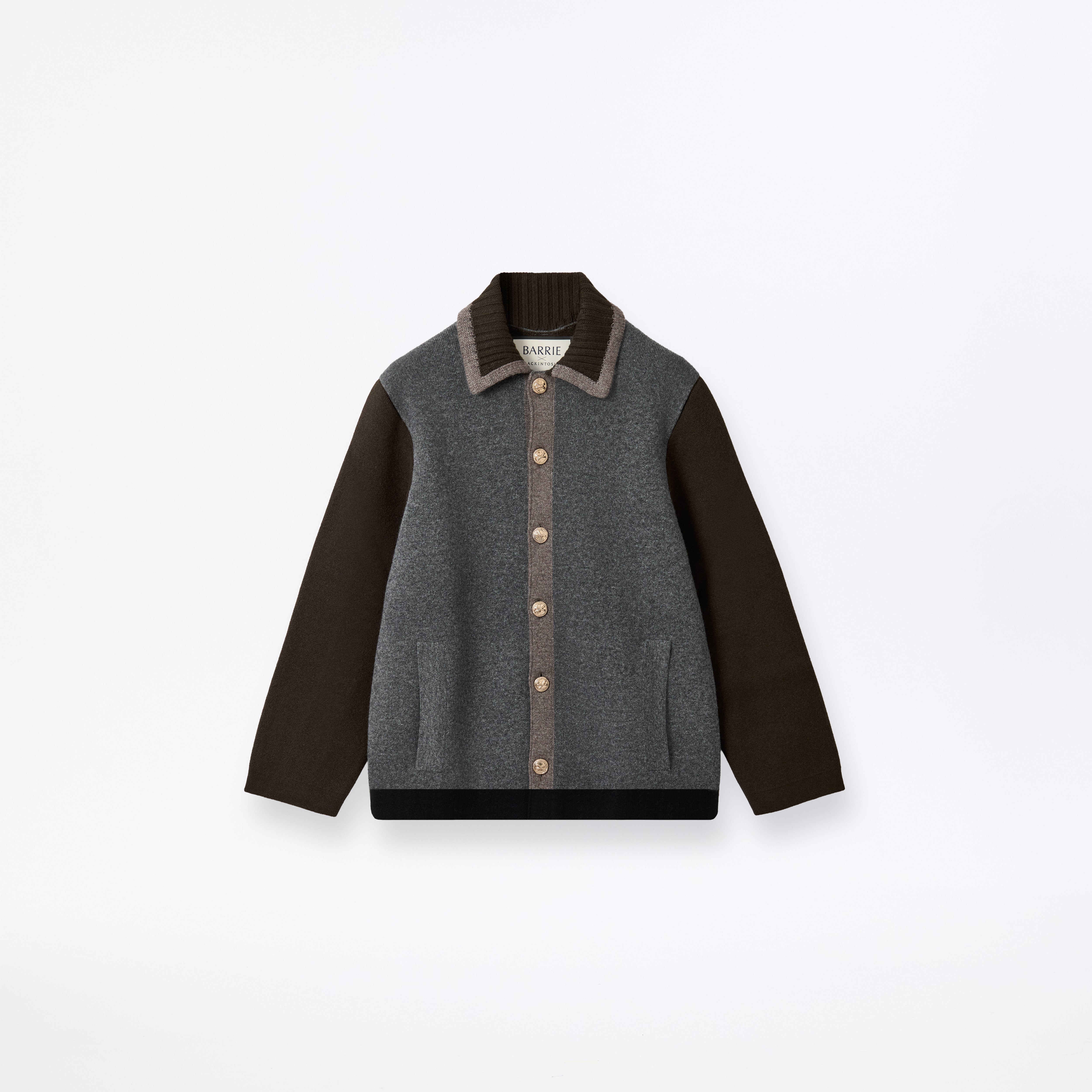 Barrie Cashmere & Wool Jacket Dark Malt x Derby Grey