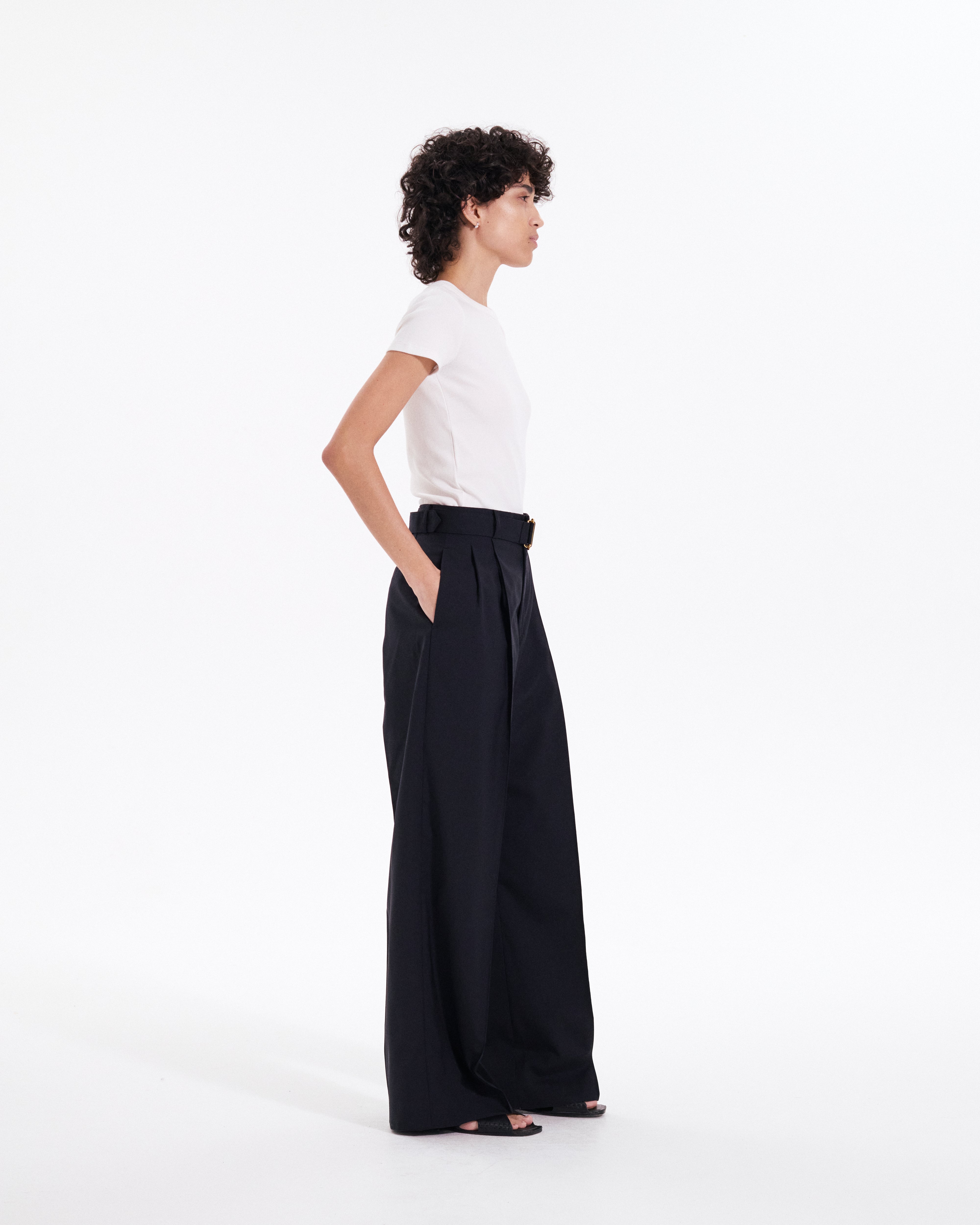 Polmood Wool Pleated Trousers