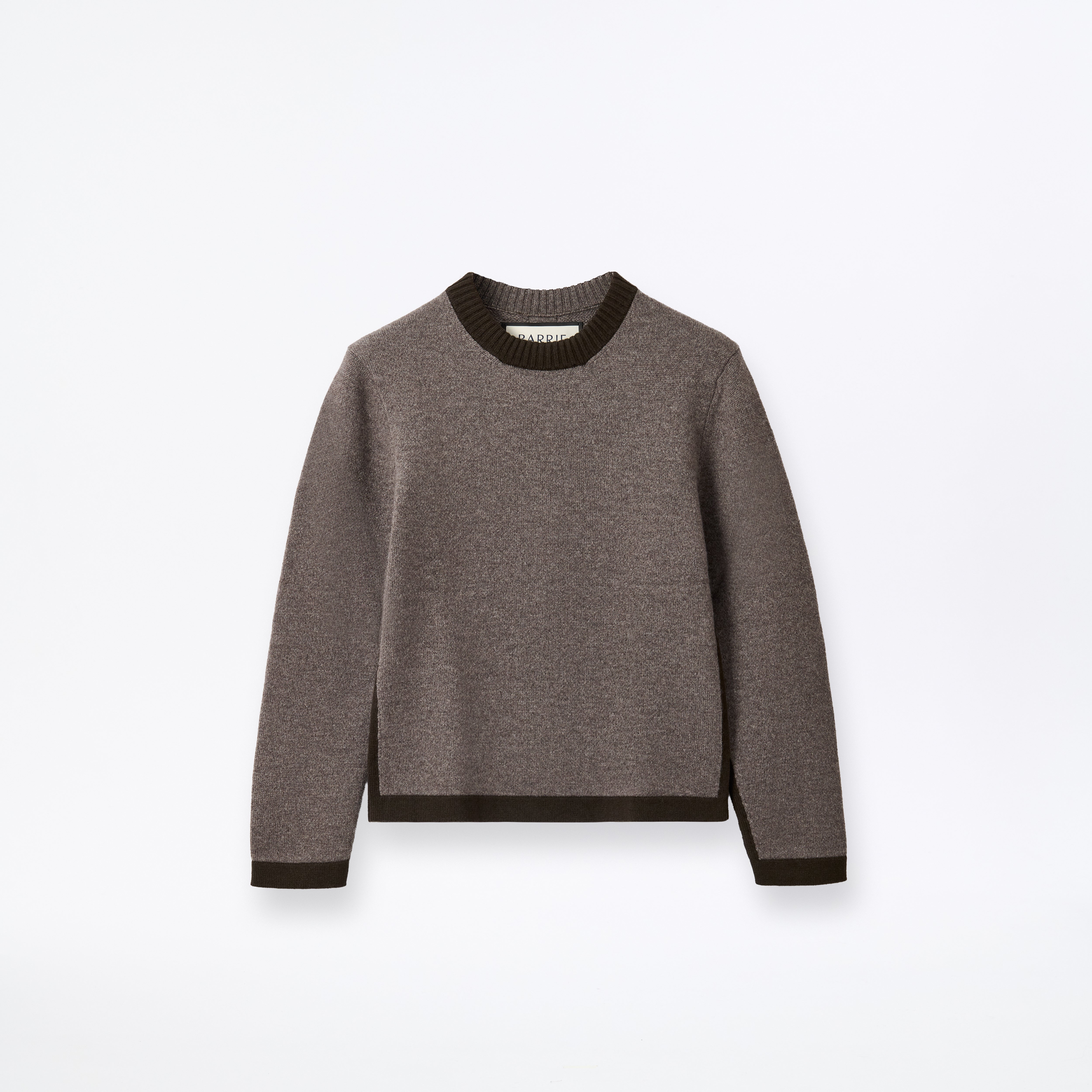 Barrie Cashmere Round-neck Jumper Elk x Dark Malt