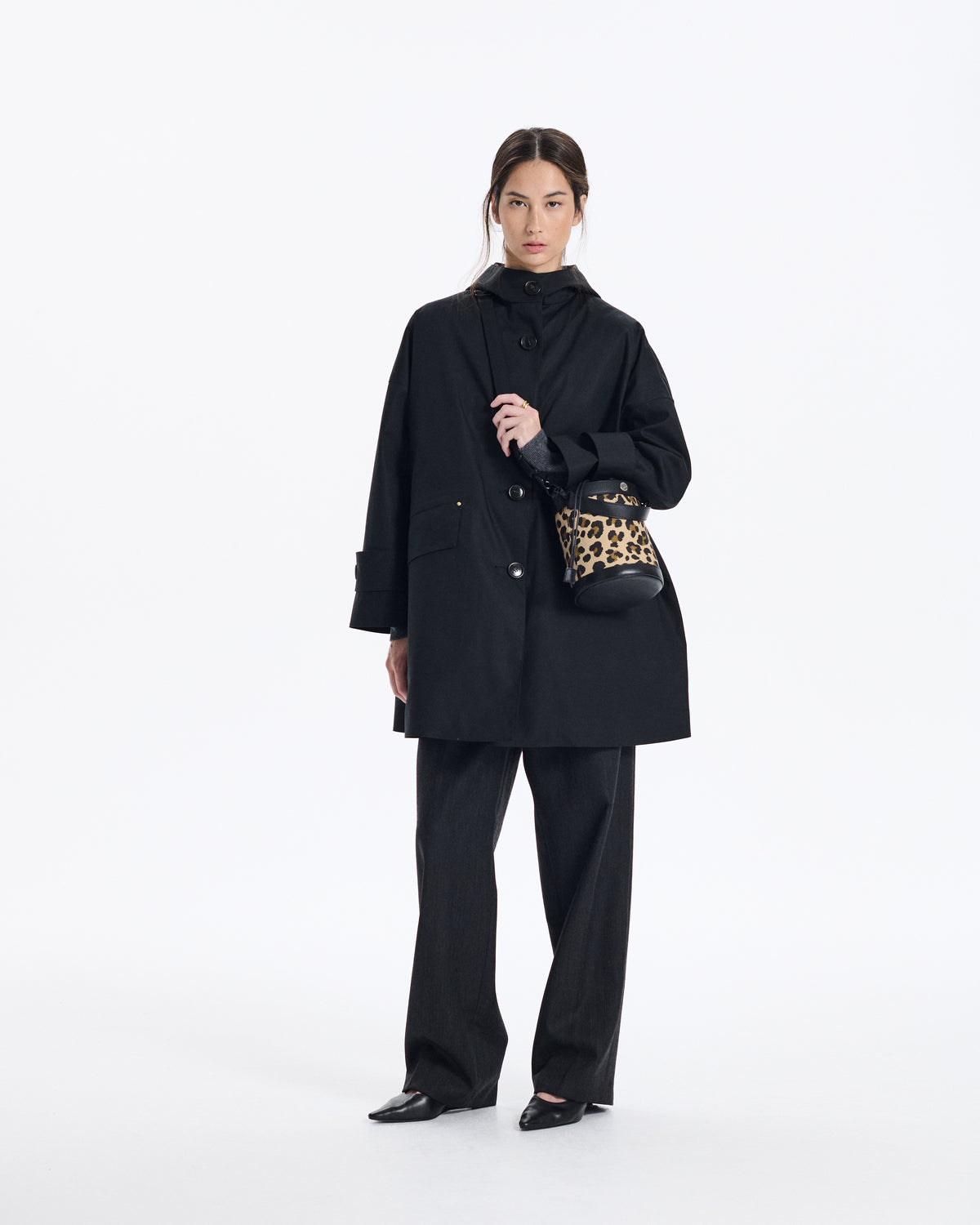 Annan Leopard Print Bucket Bag