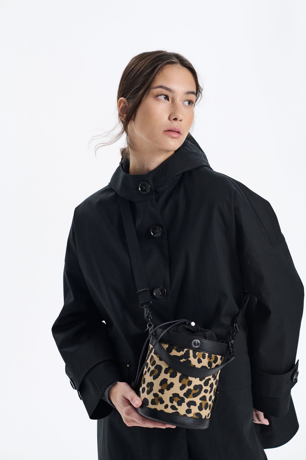 Annan Leopard Print Bucket Bag