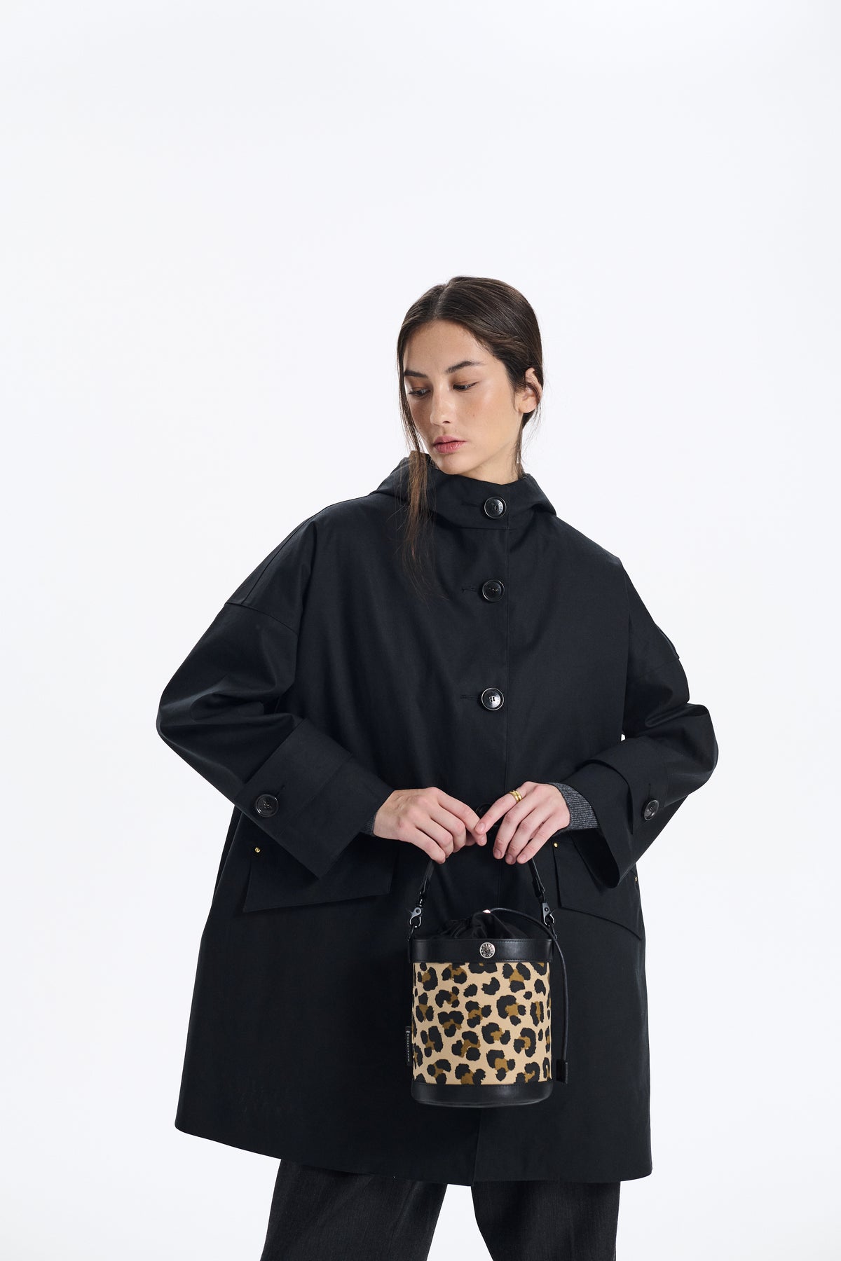 Annan Leopard Print Bucket Bag