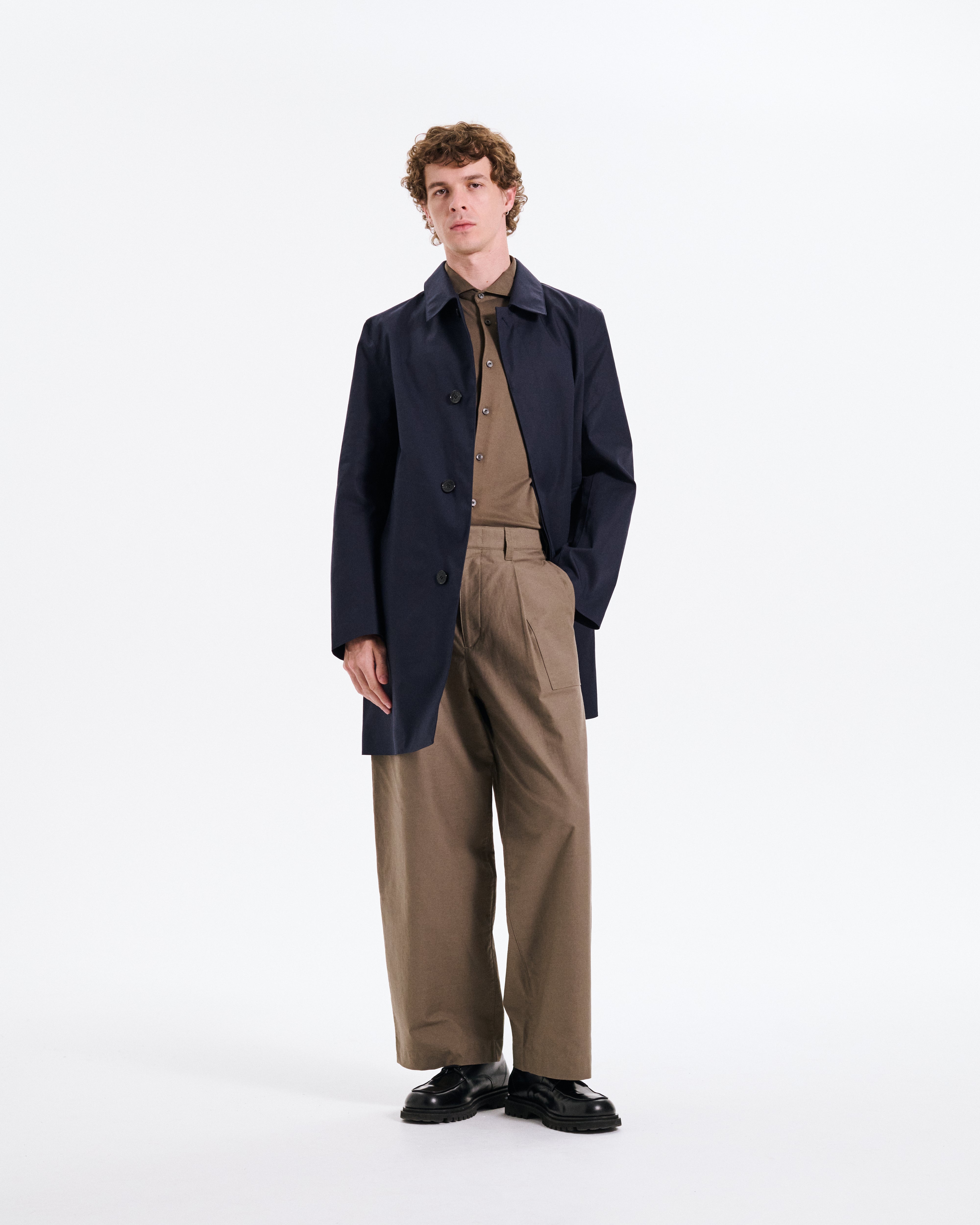 Dunoon Raintec Mid Length Coat Navy Detachable Wool Liner