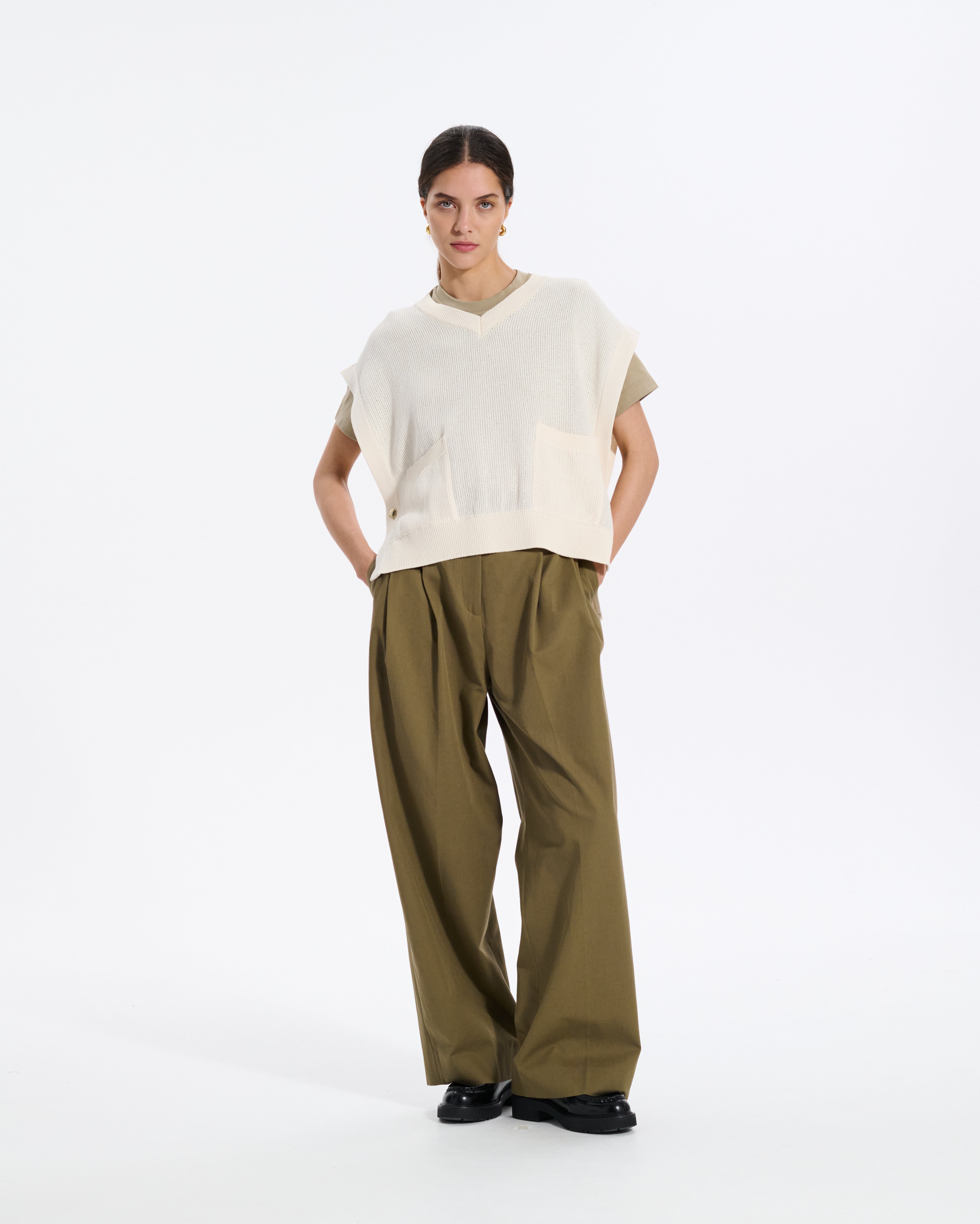 Washi Paper Pocket Vest Women's Knitwear