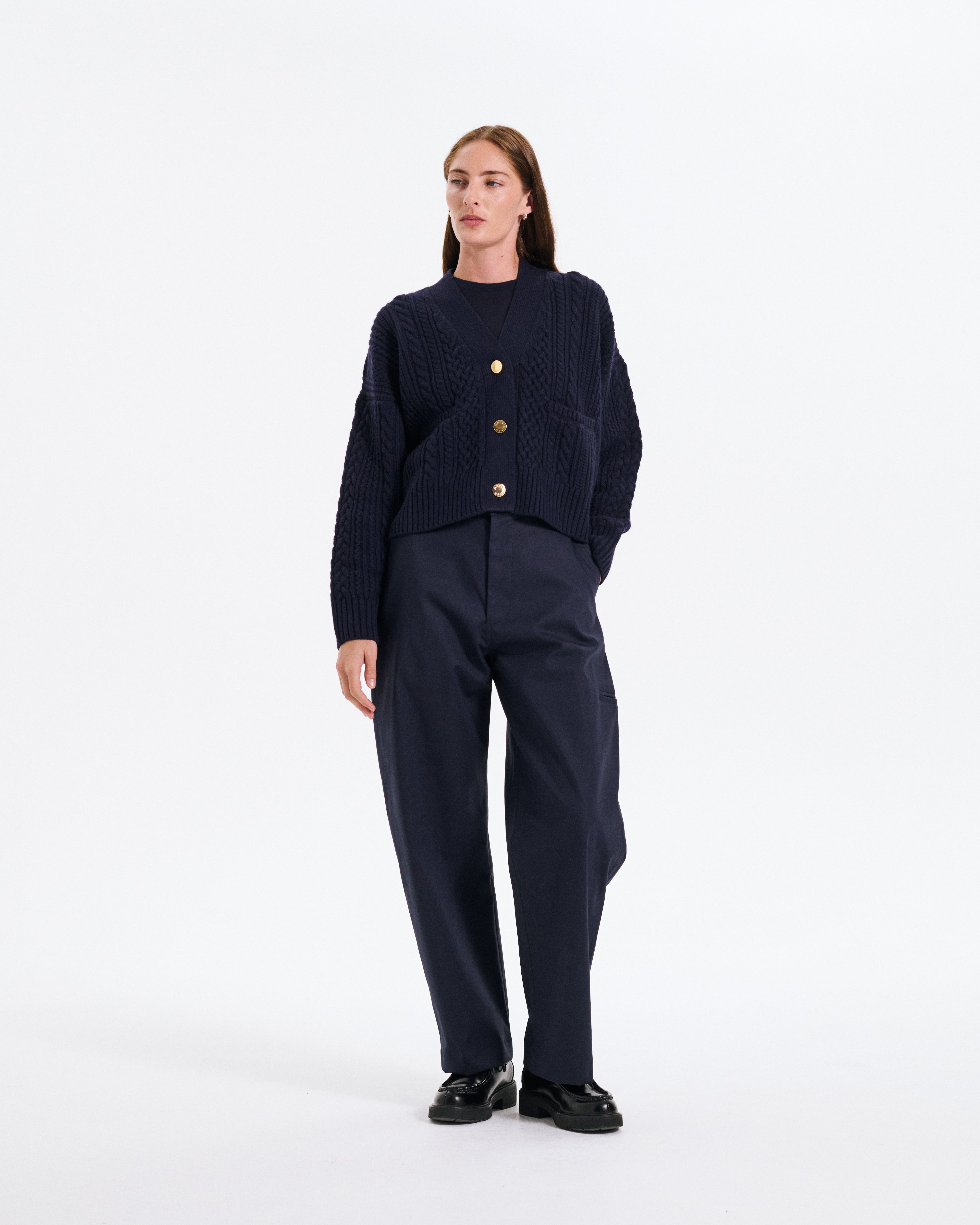 Cable Cardigan Navy