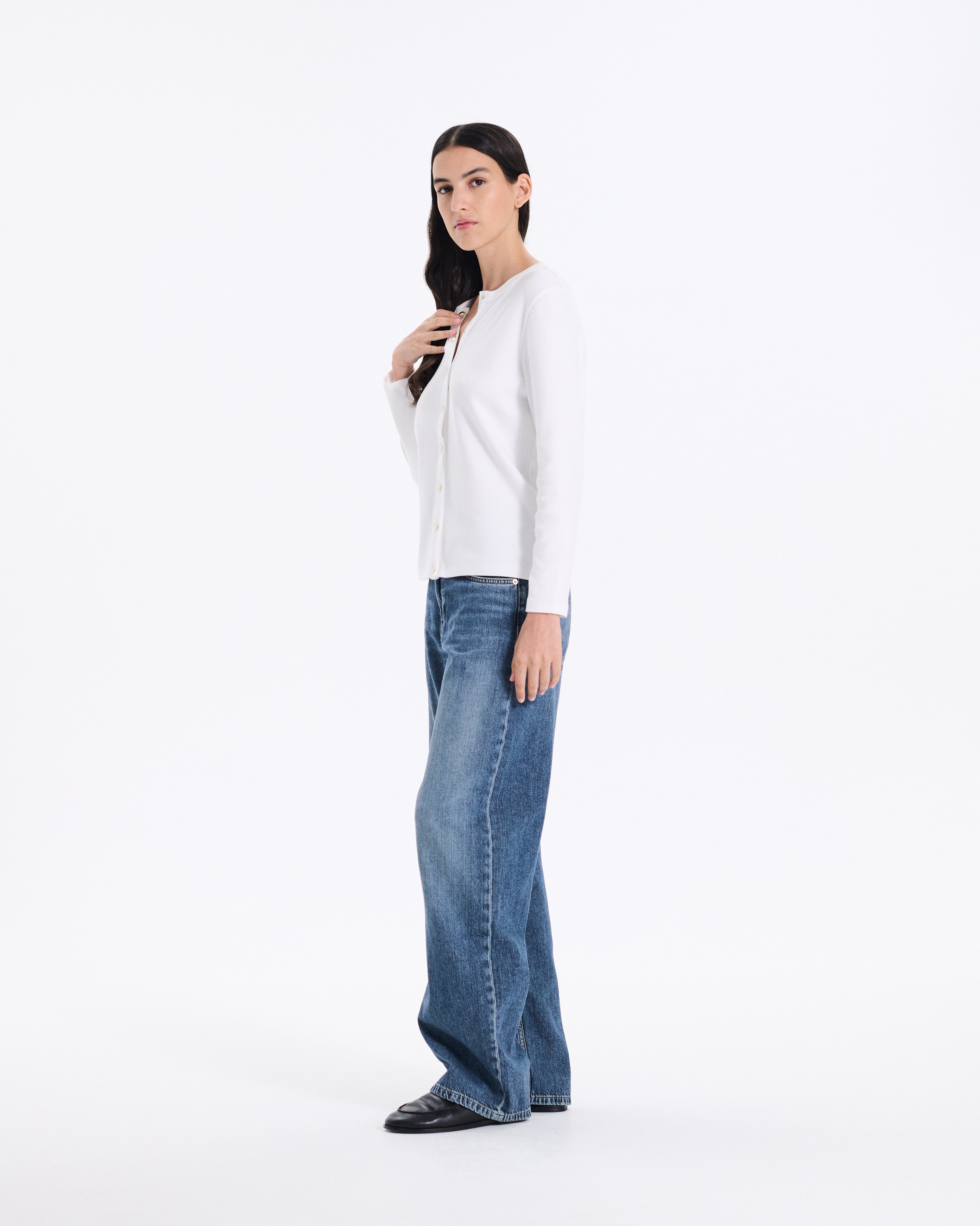 Fine Rib Cotton Cardigan