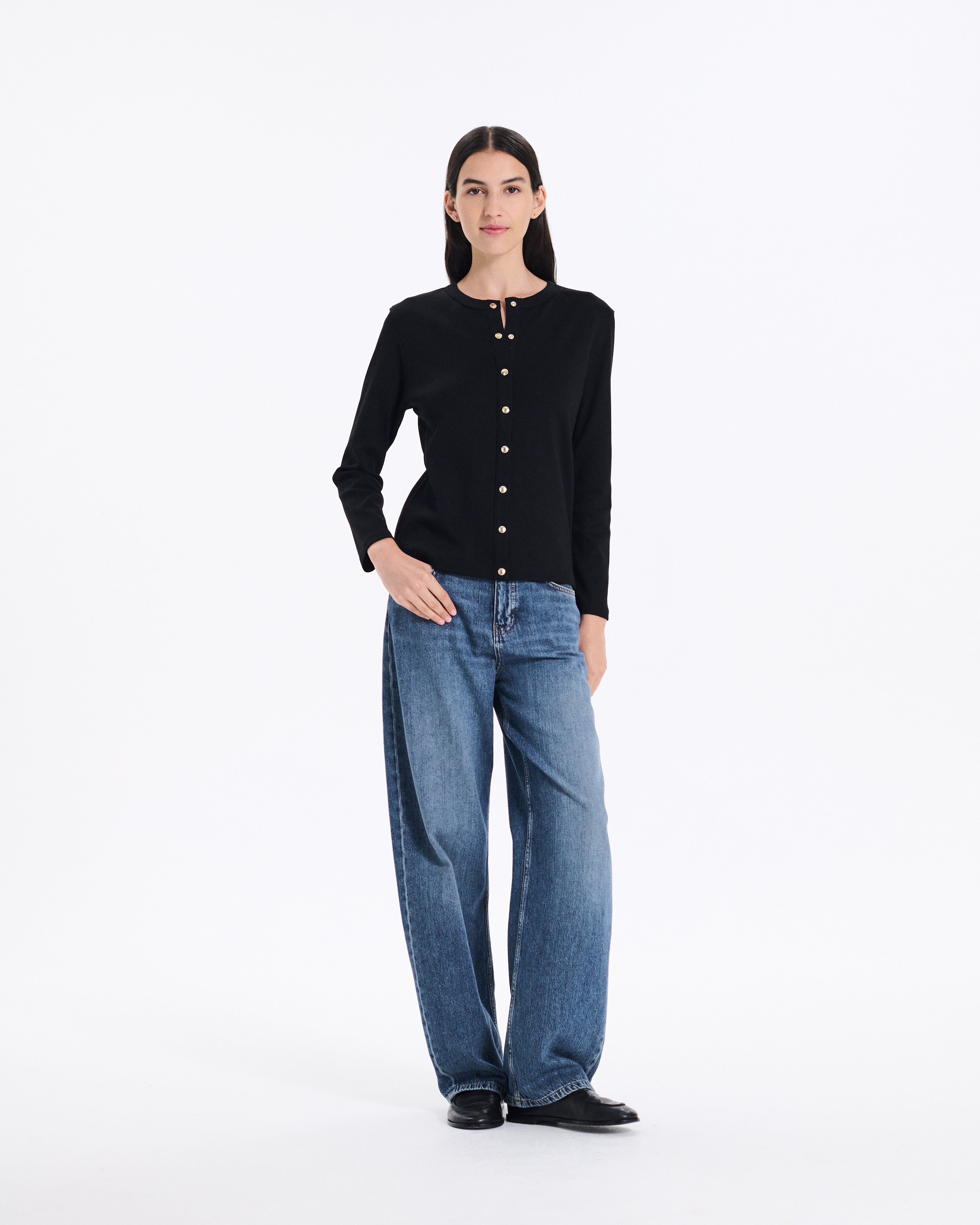 Fine Rib Cotton Cardigan