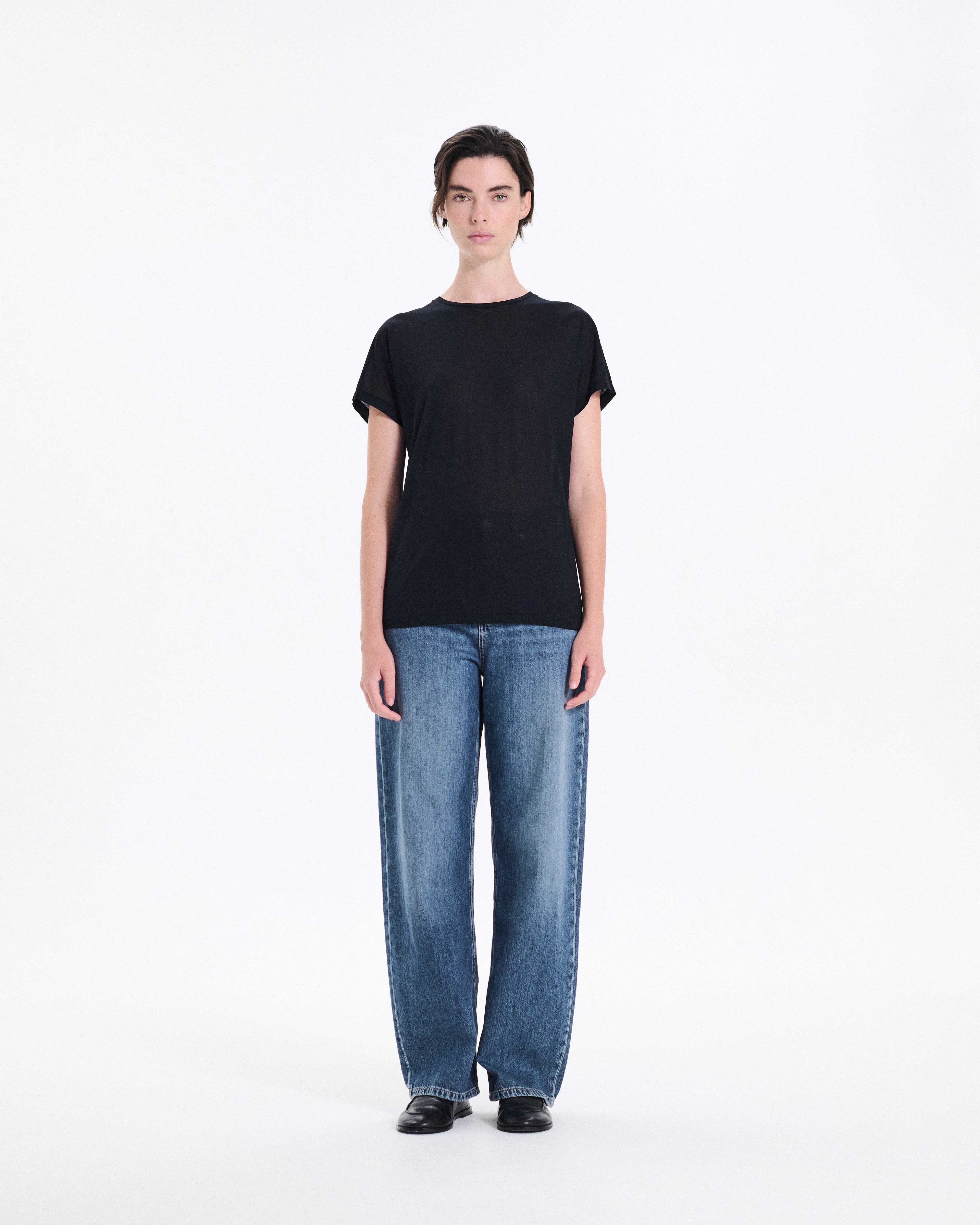 Sheer Dolman Cap Sleeve T-Shirt