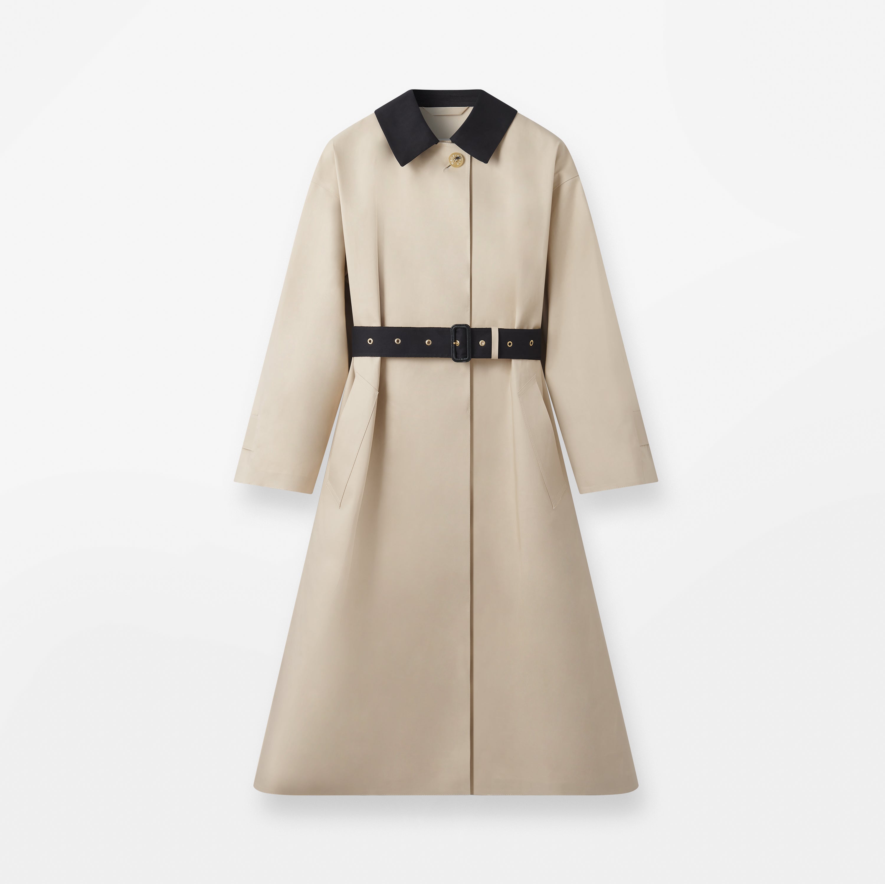 Belted Bowland Rubberised Trench Coat Putty