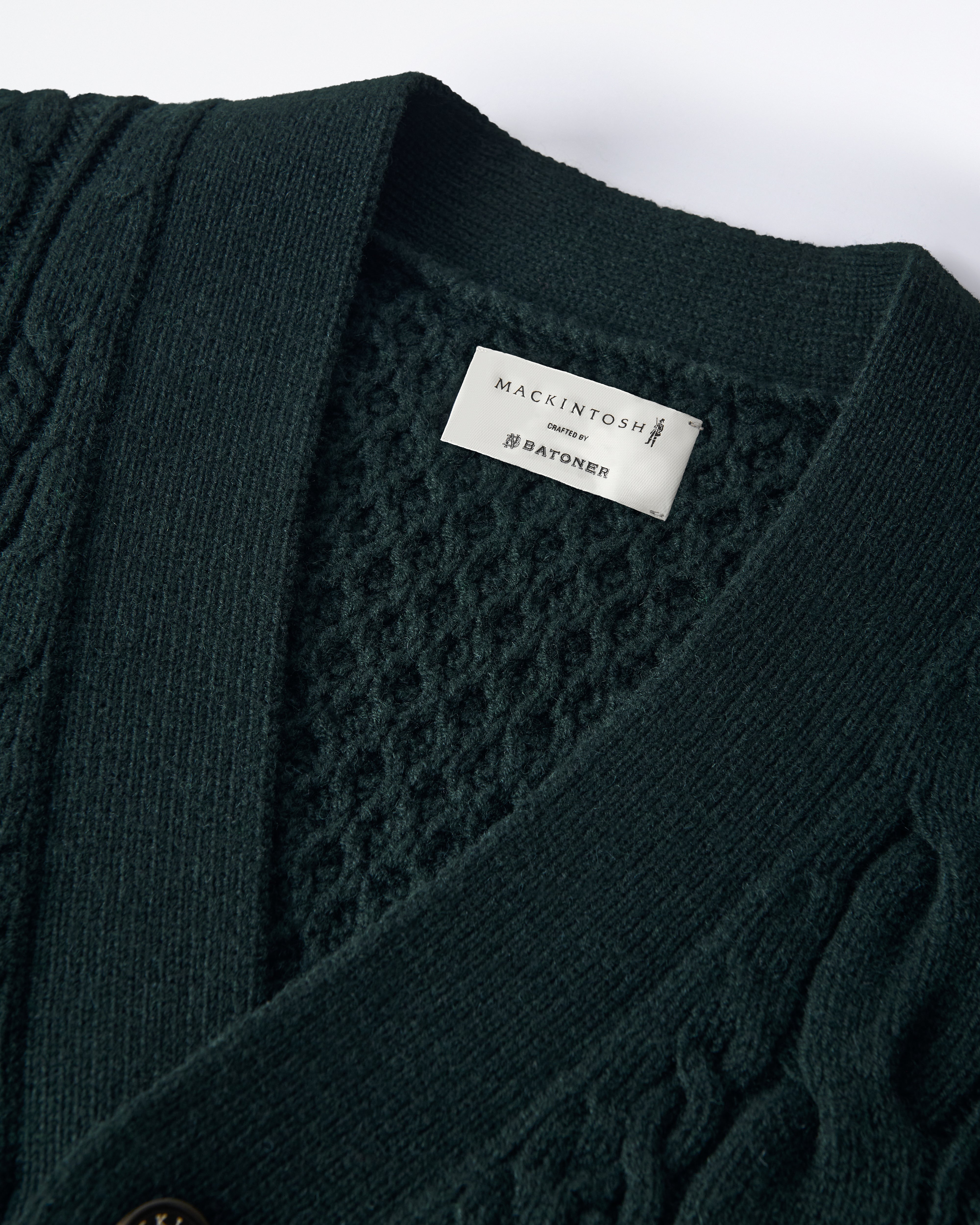 メンズ MACKINTOSH crafted by BATONER ケーブルステッチ カーディガン
