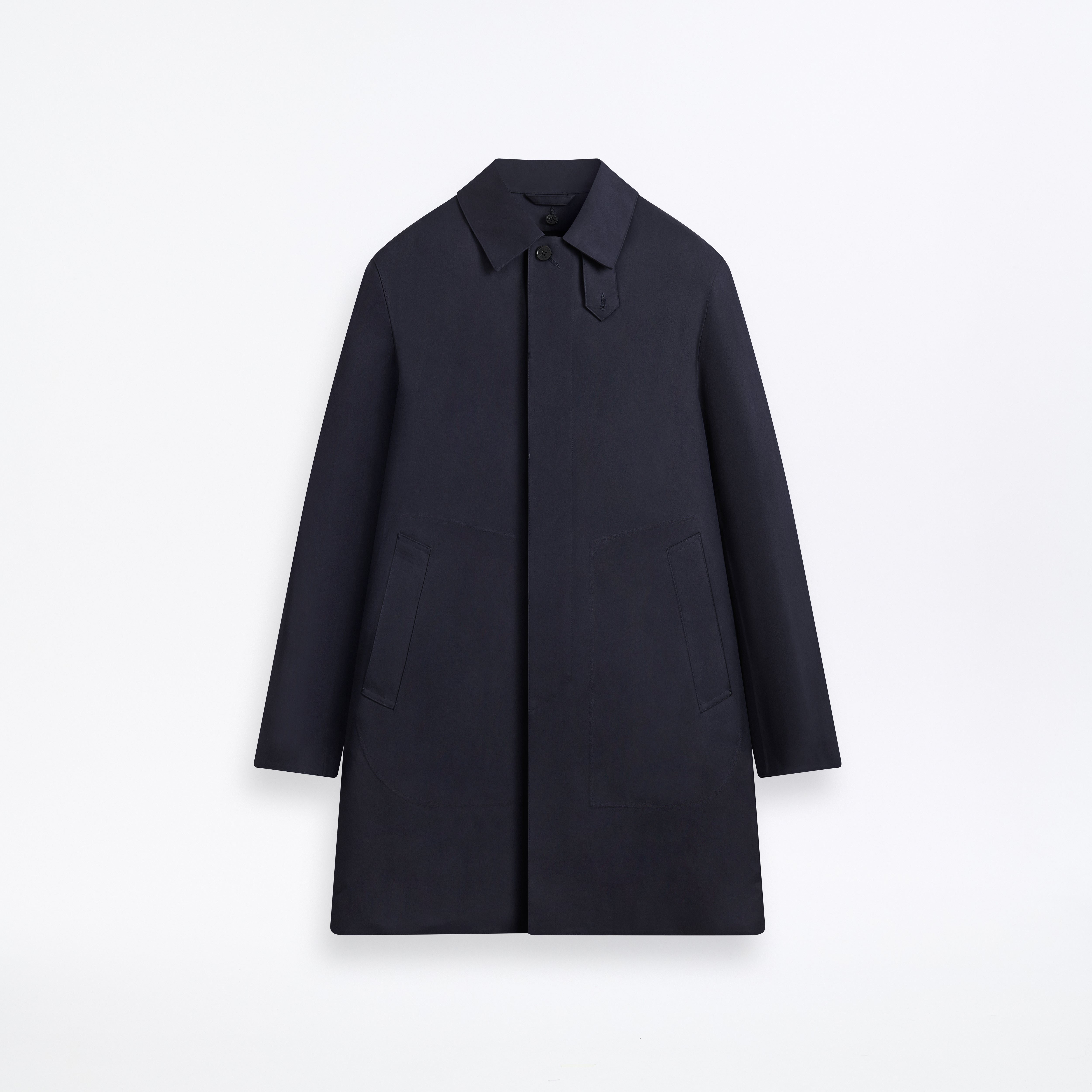 Dunoon Raintec Mid Length Coat Navy Detachable Wool Liner