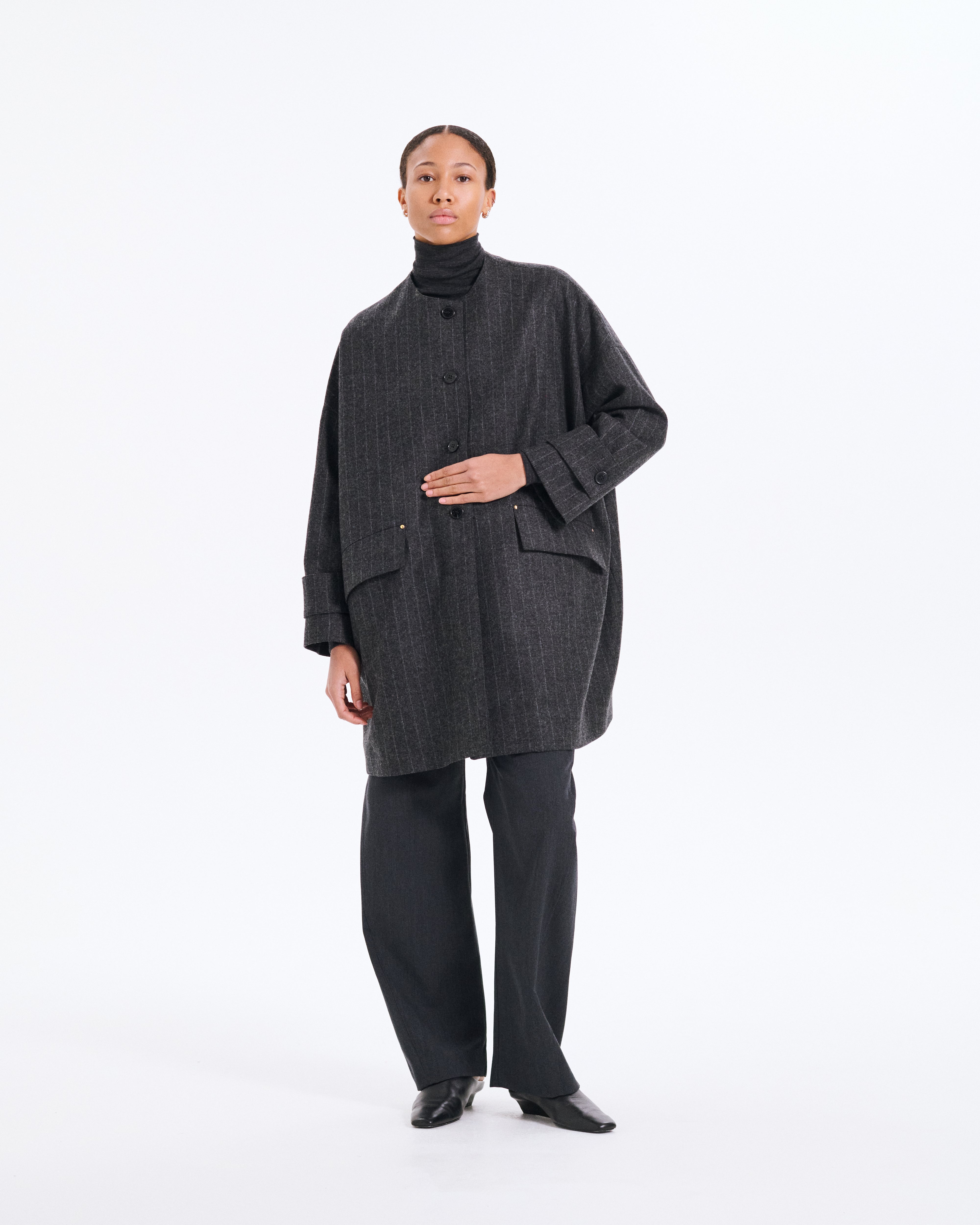 Womens Humbie No Collar Wool Coat – Mackintosh