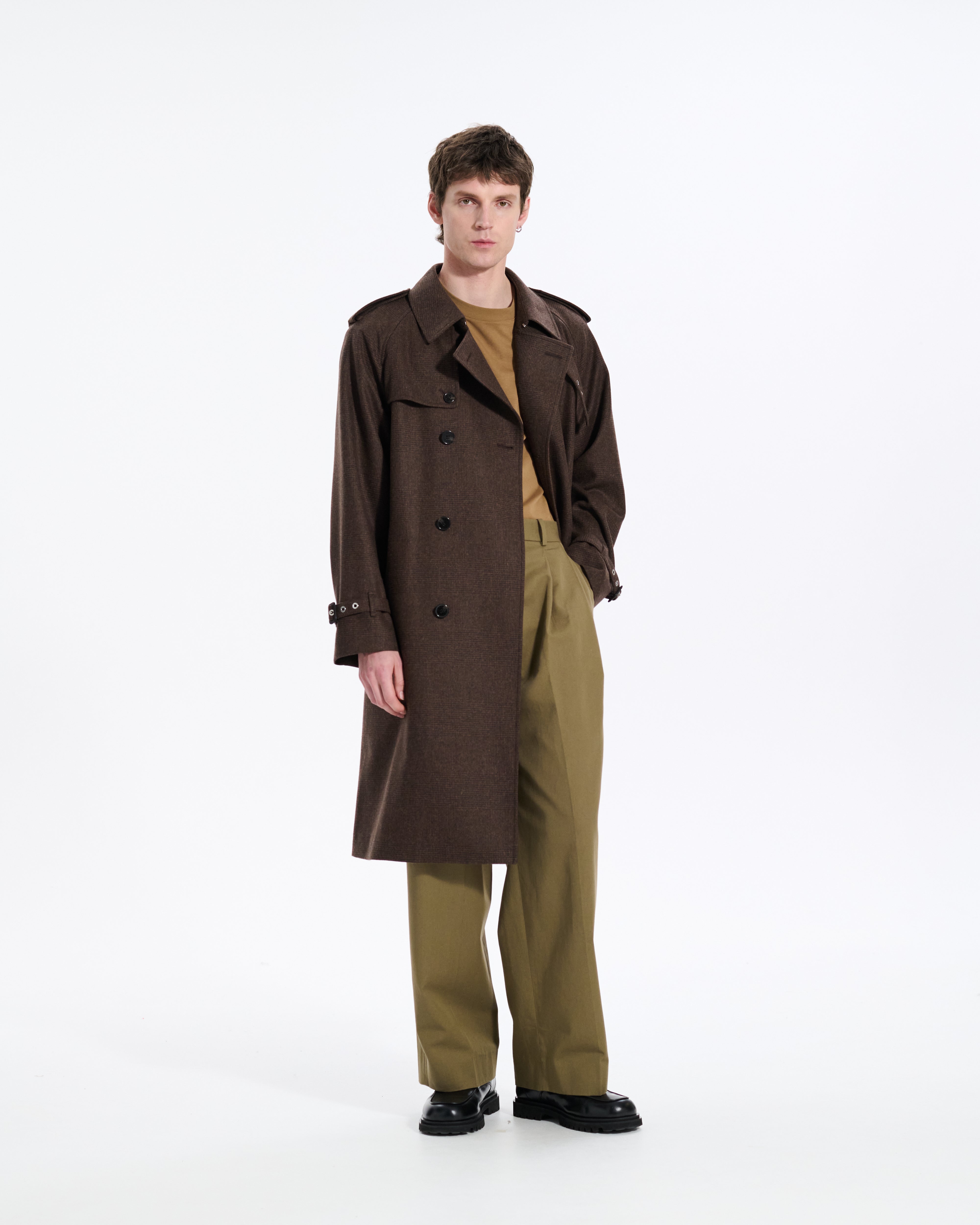 Blanefield Fox Brothers Double Breasted Wool Trench Coat