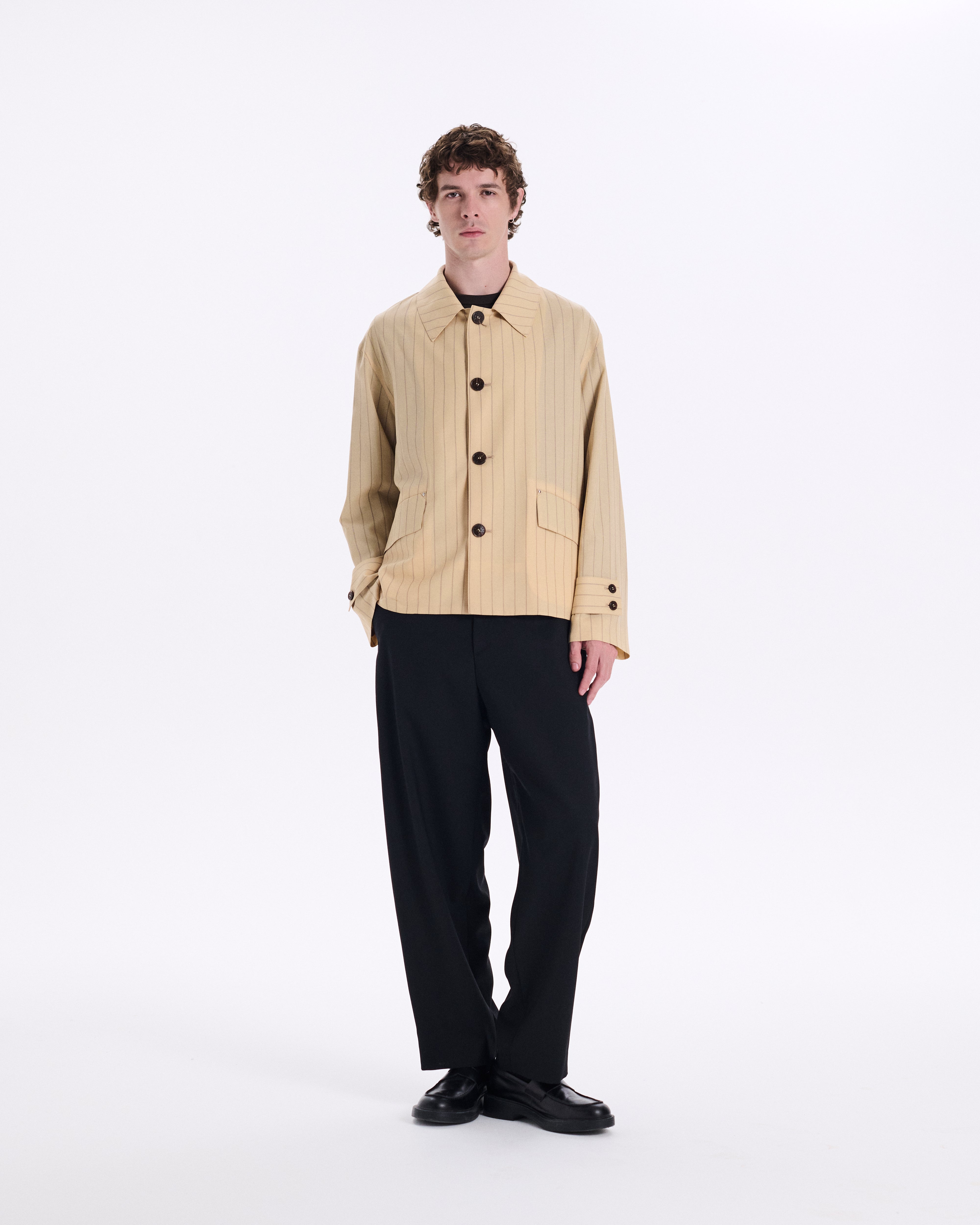 Humbie Slim Superfine Merino Wool Jacket CL Beige Stripes