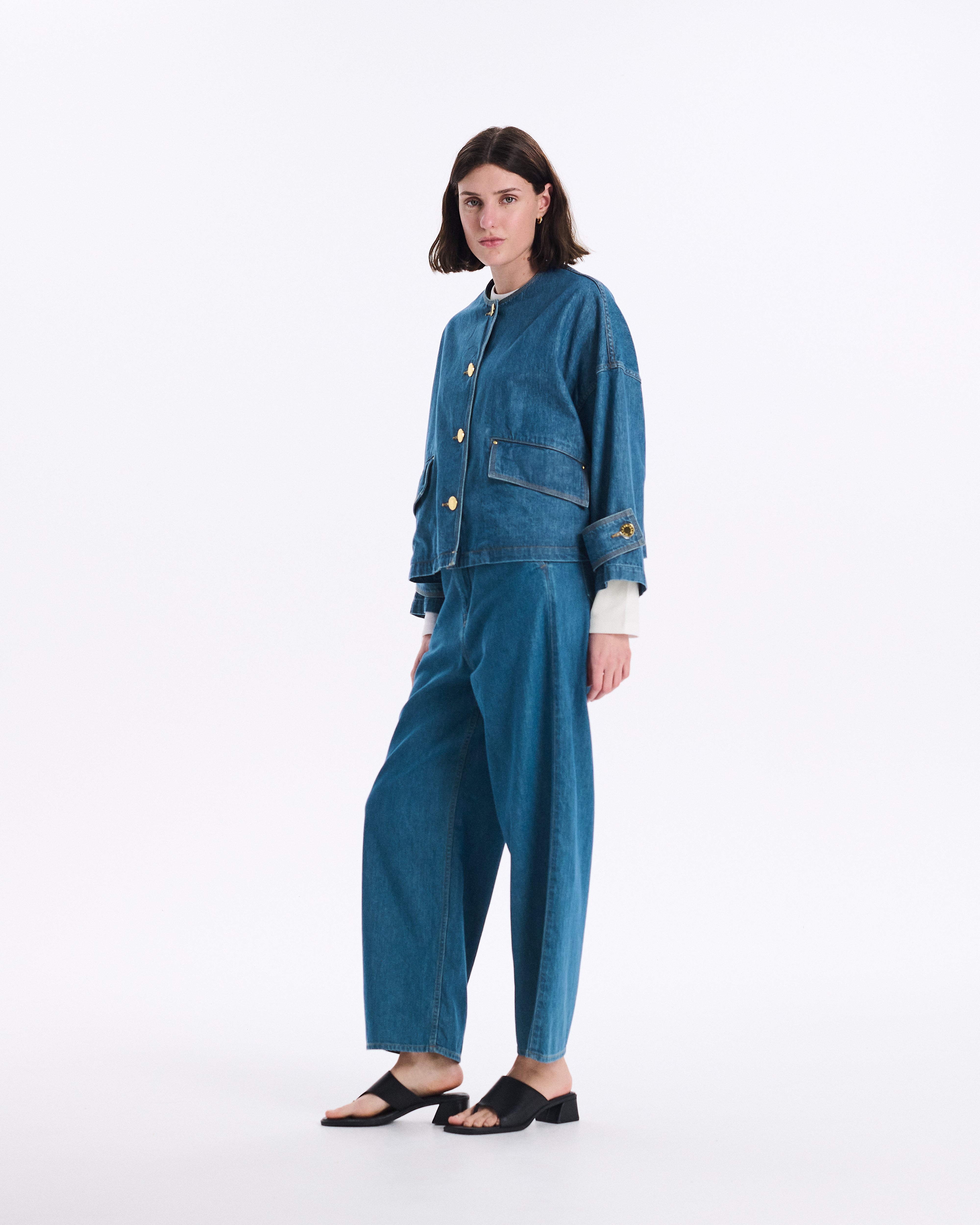 Humbie Collarless Denim Jacket