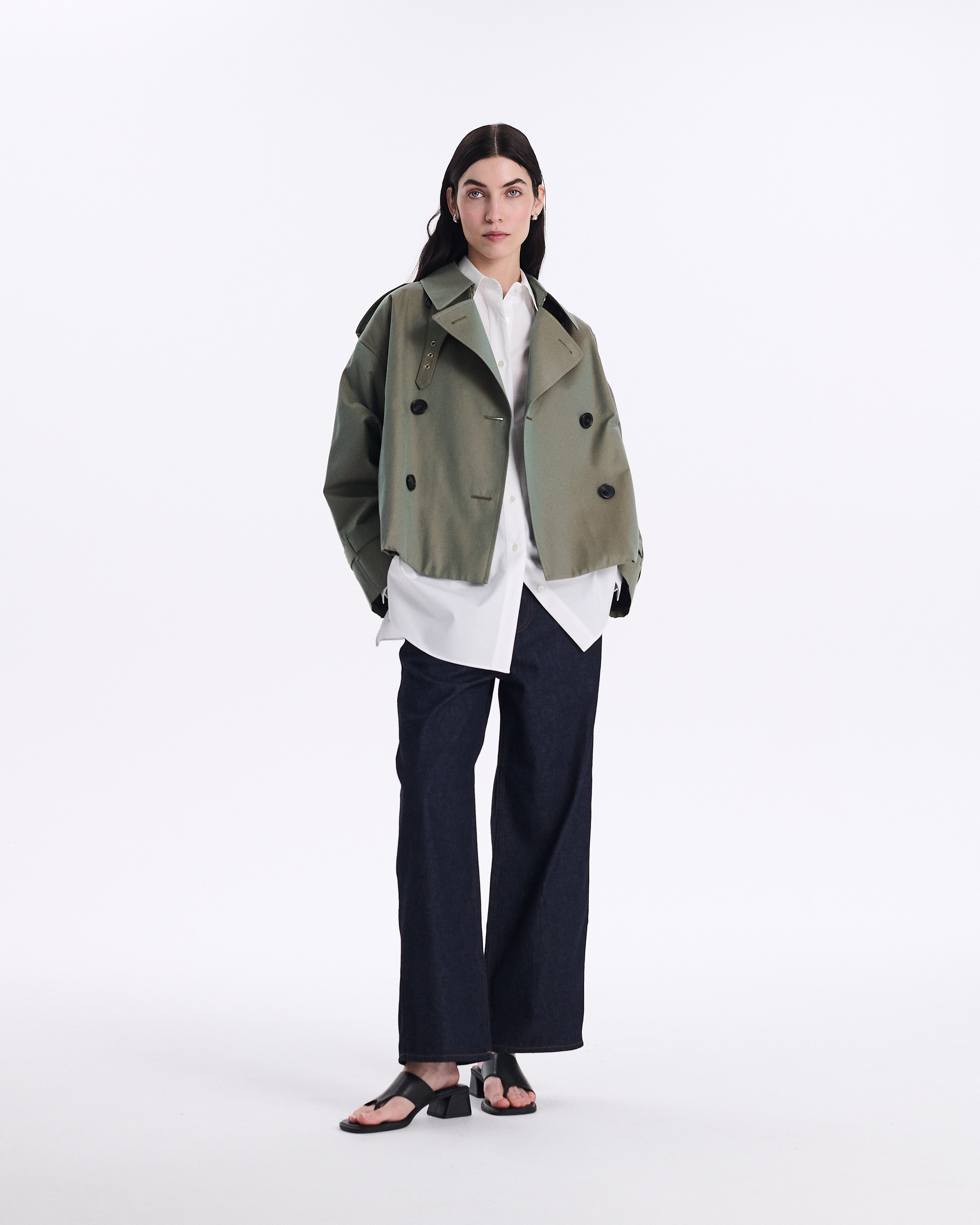 Eyemouth Gabardine Double Breasted Short Trench Coat