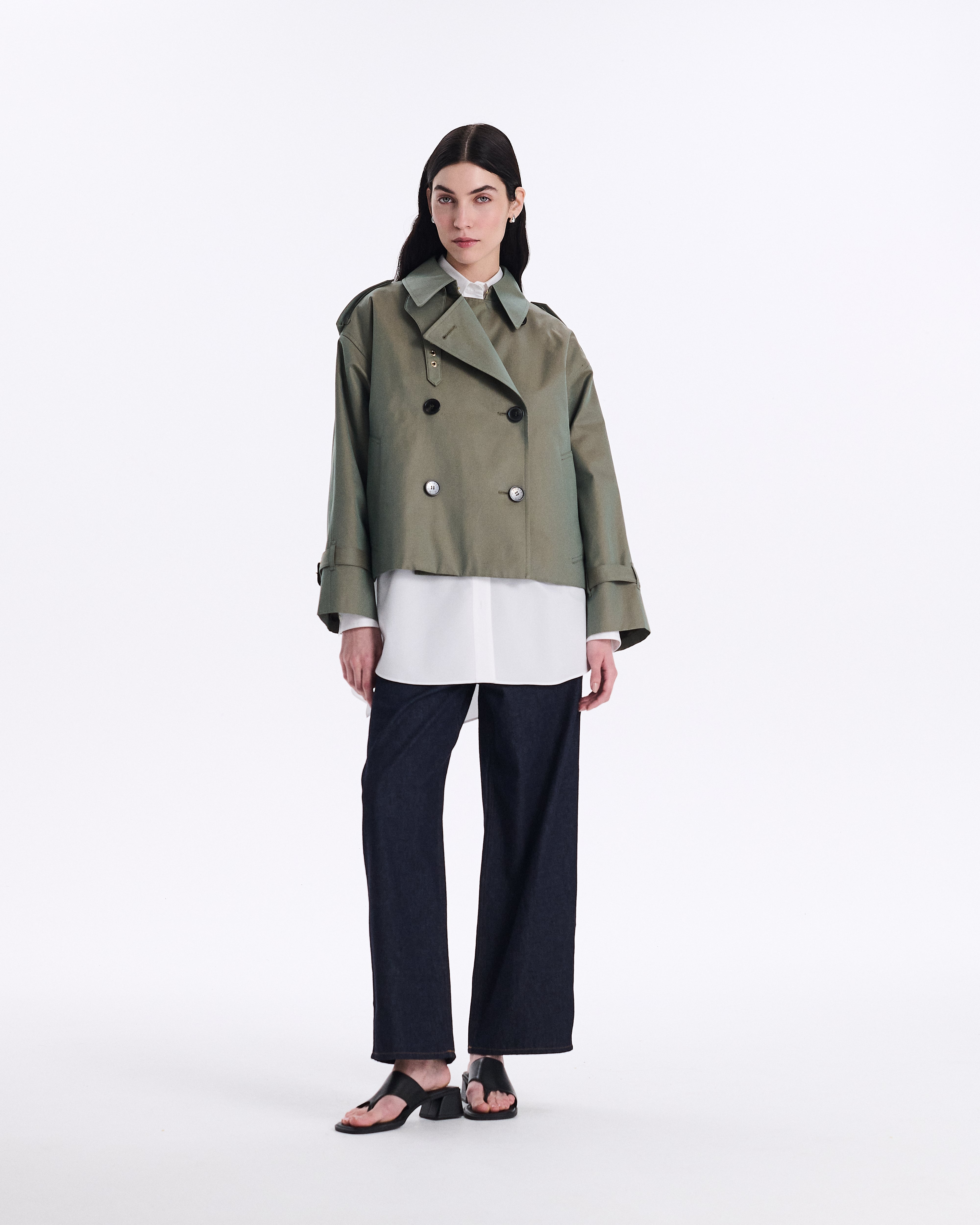 Eyemouth Gabardine Double Breasted Short Trench Coat