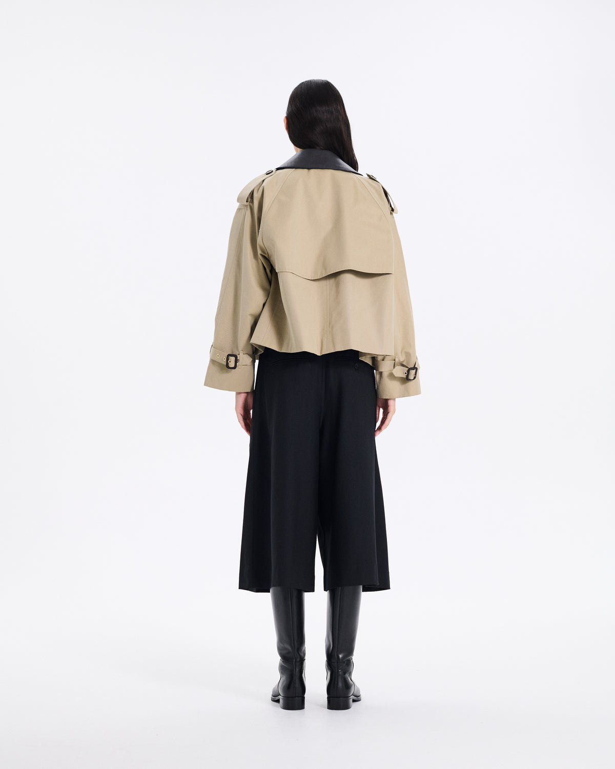 Eyemouth Gabardine Double Breasted Short Trench Coat