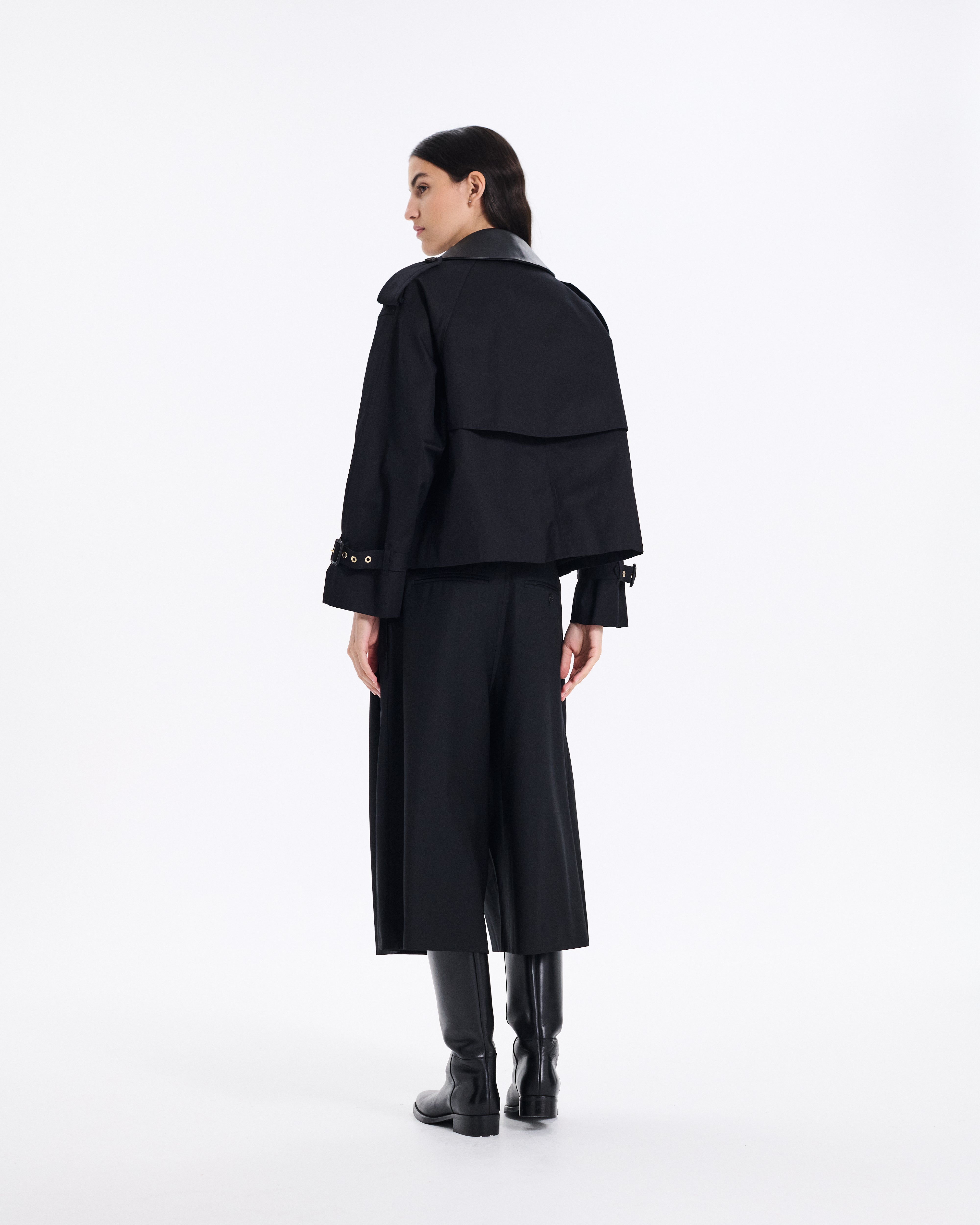 Eyemouth Gabardine Double Breasted Short Trench Coat
