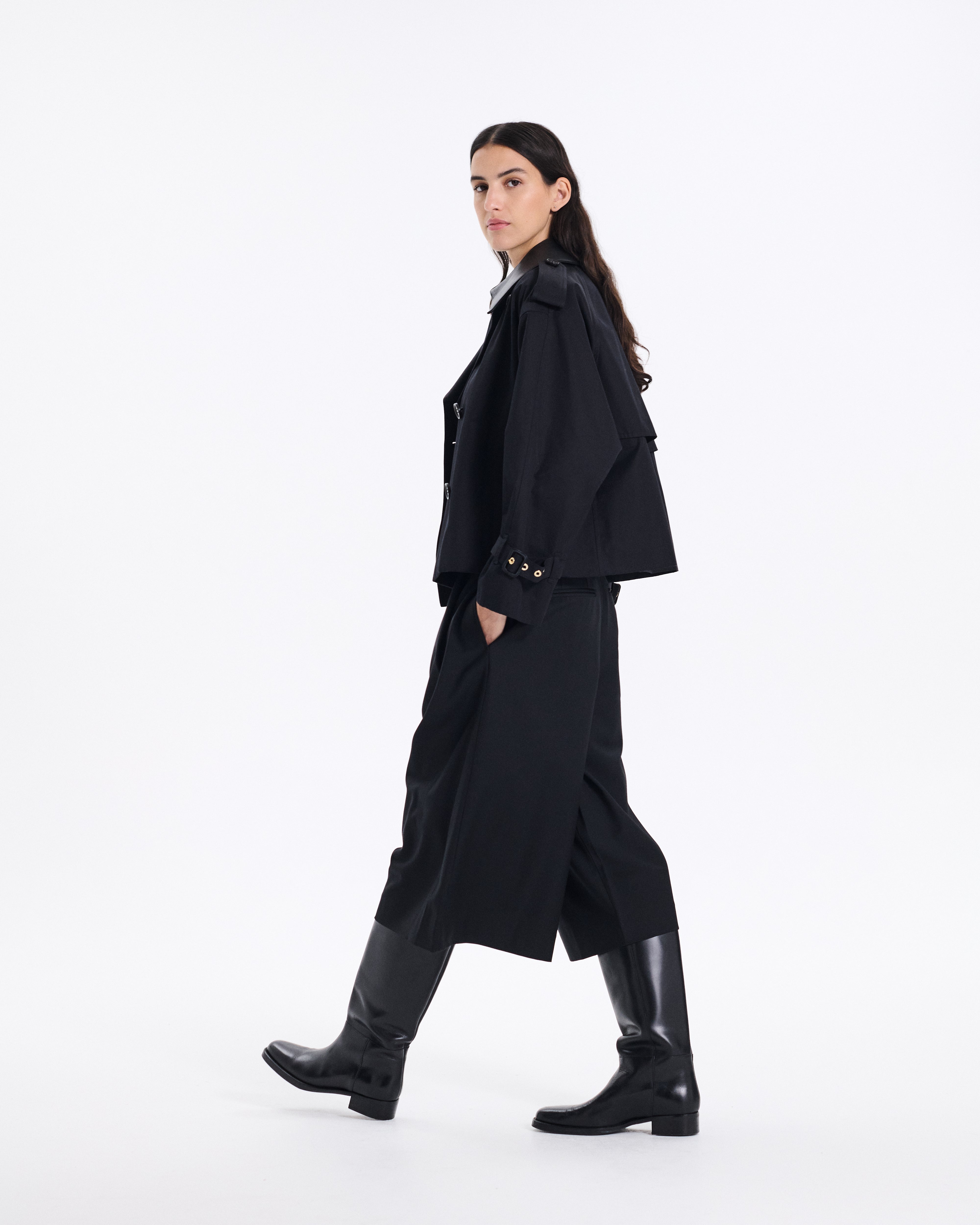 Eyemouth Gabardine Double Breasted Short Trench Coat
