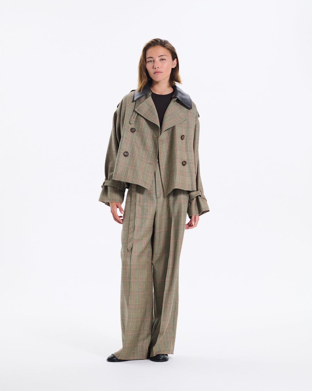 Eyemouth Wool Double Breasted Short Trench Coat
