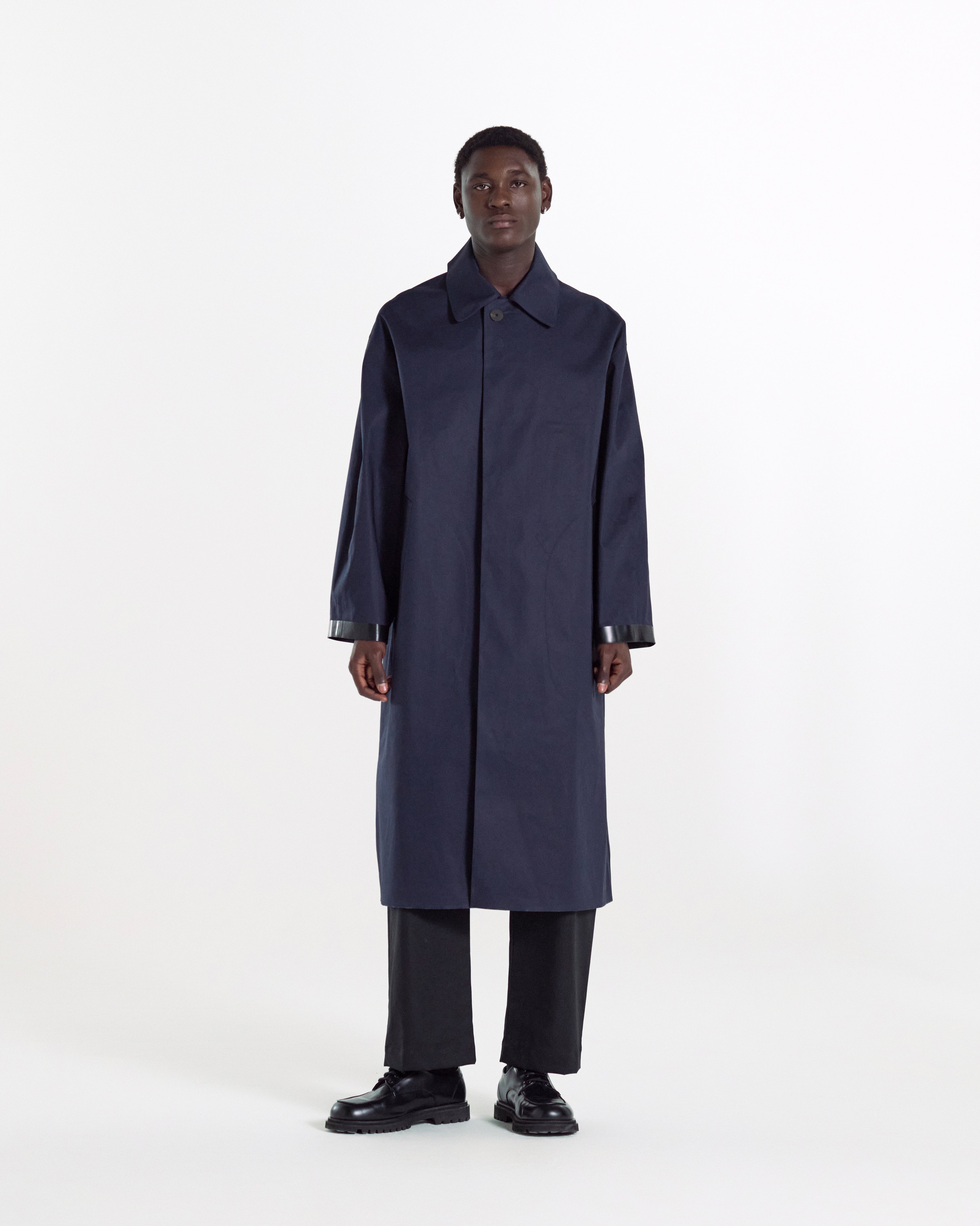 Ettrick Rubberised Long Coat Men Navy