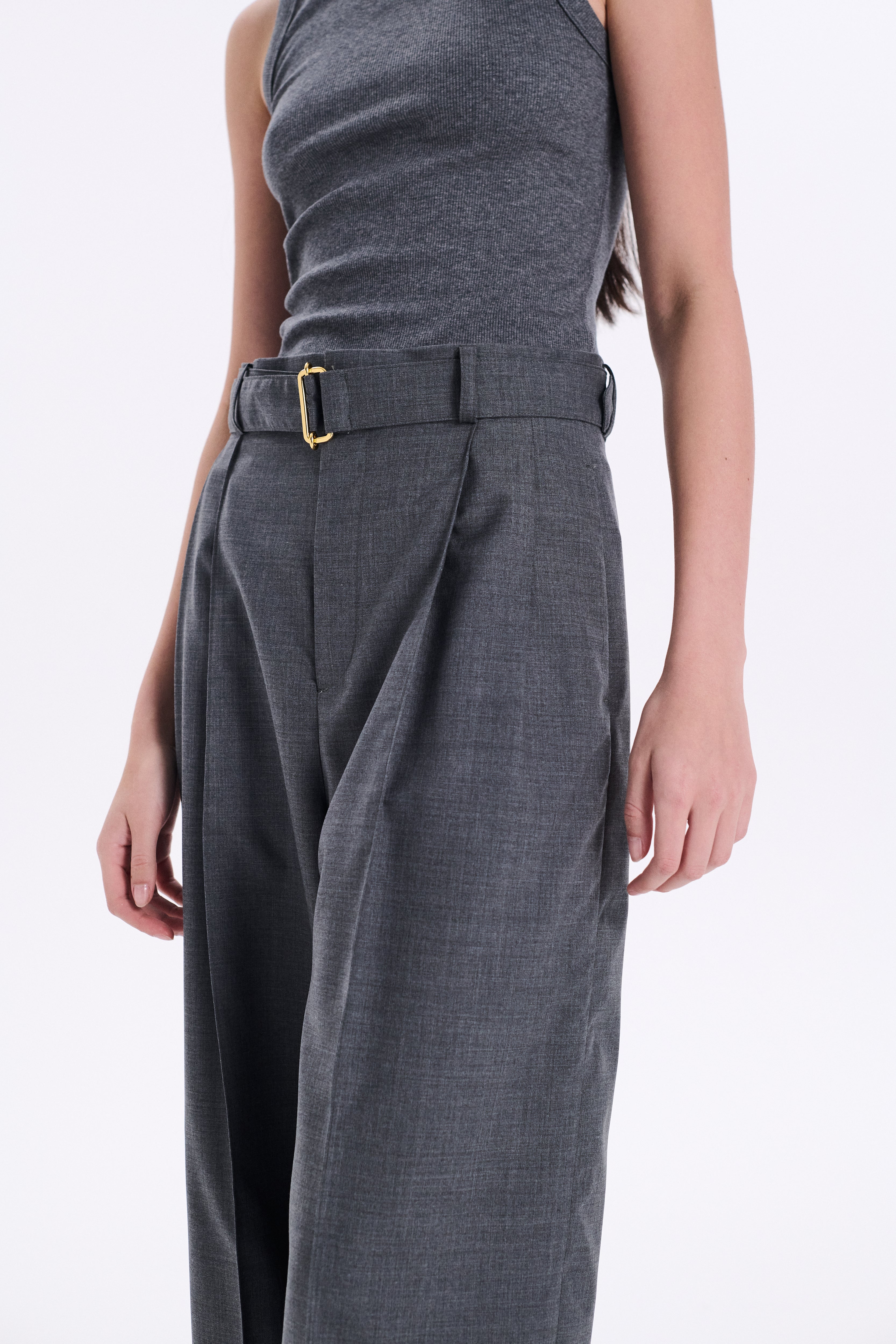 Polmood Wool Pleated Trousers