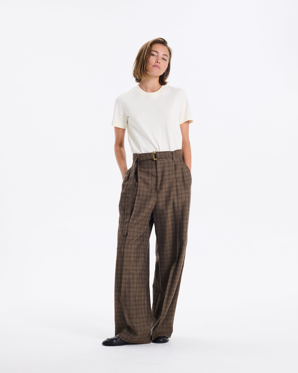 Polmood Wool Pleated Trousers